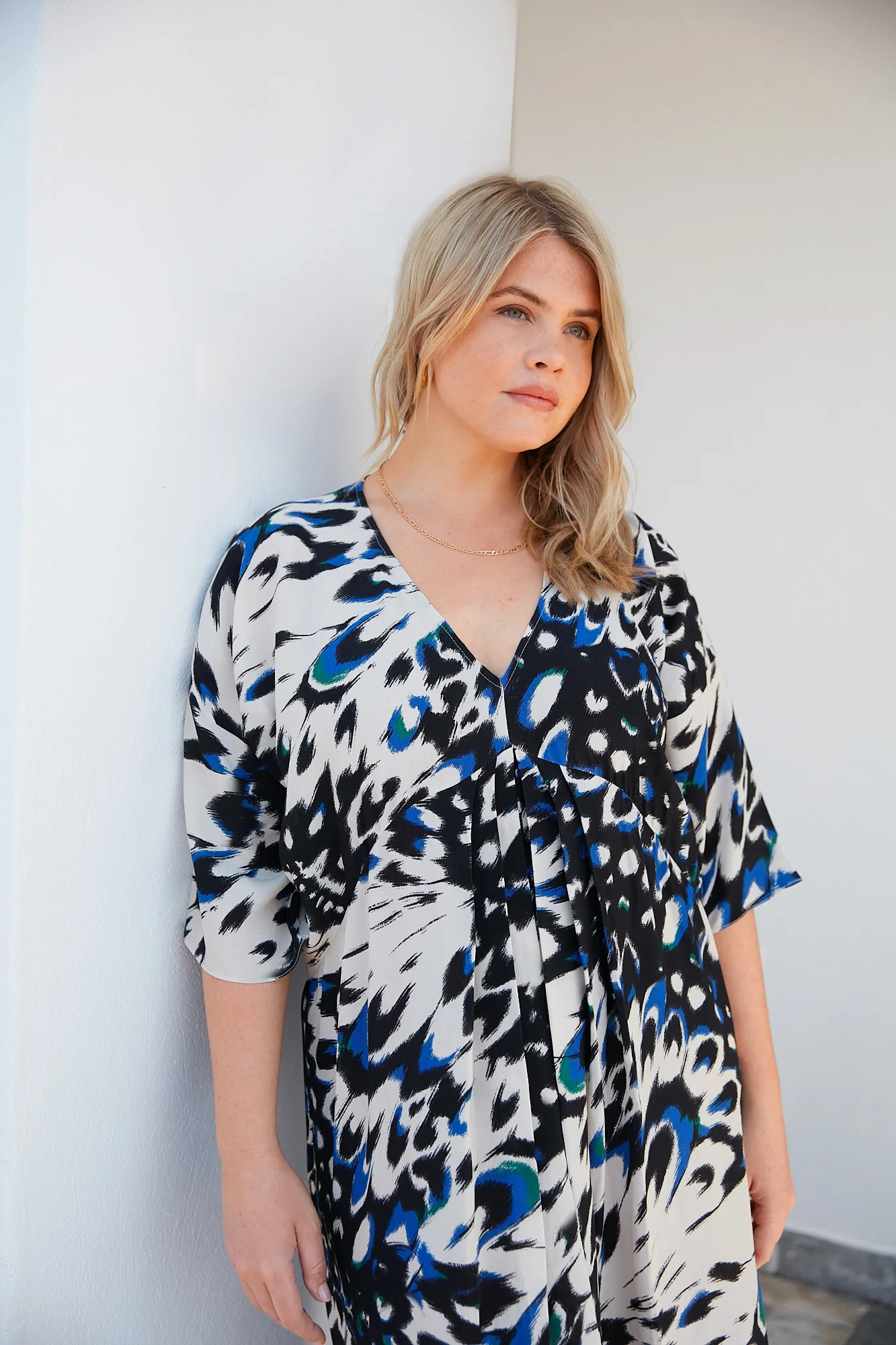 Butterfly Print V-Neck Dress - Image 2