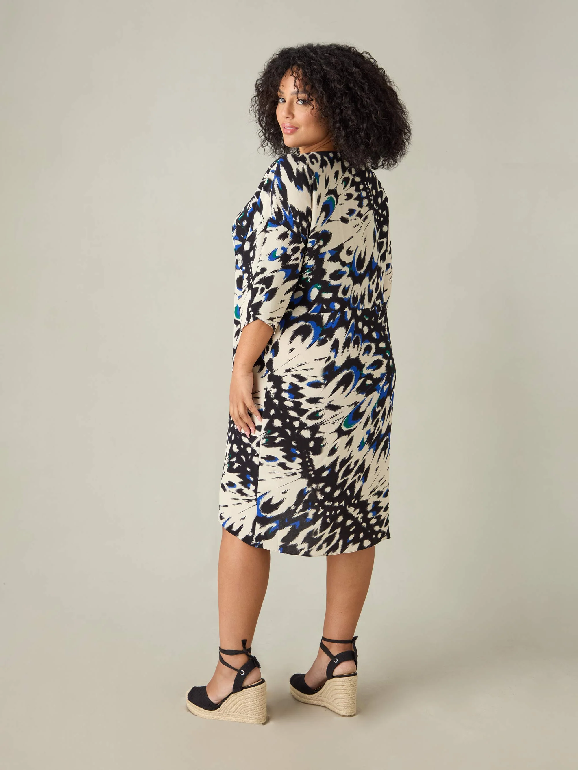 Butterfly Print V-Neck Dress - Image 5