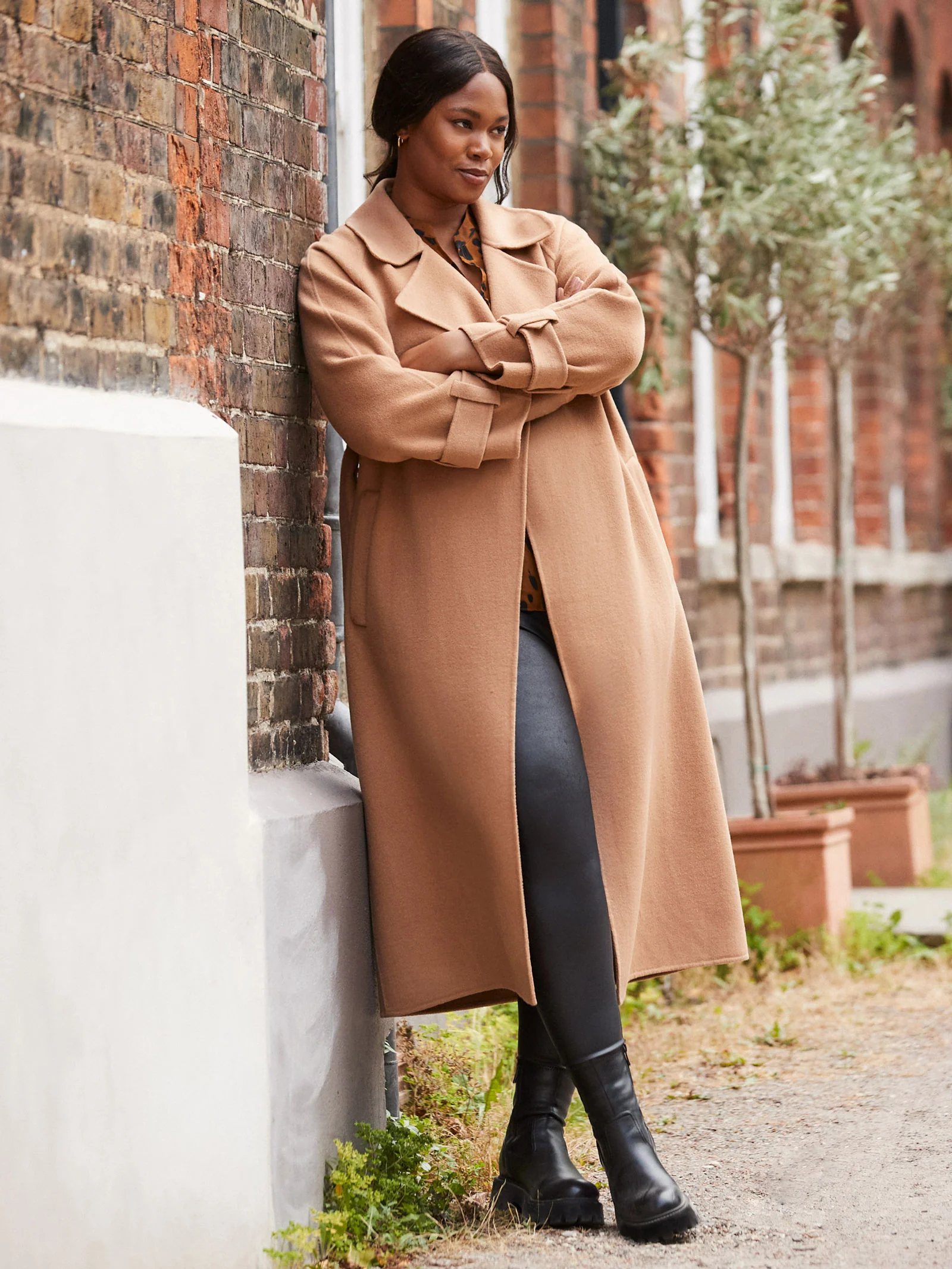 Camel Wool Blend Belted Coat - Image 4