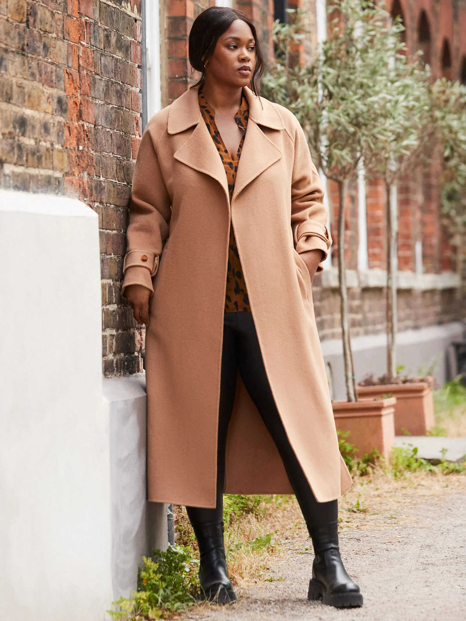 Camel Wool Blend Belted Coat - Image 5