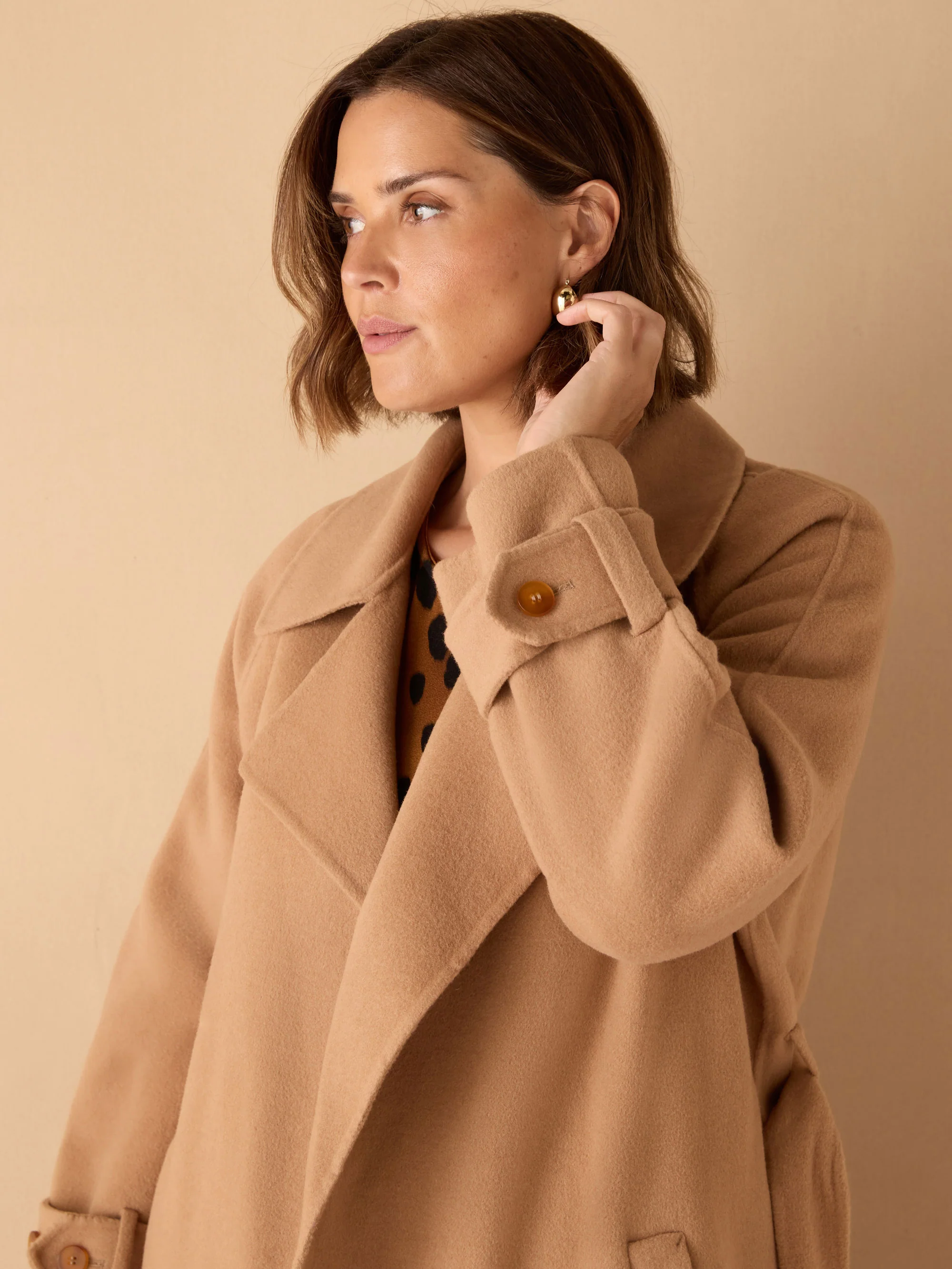 Camel Wool Blend Belted Coat - Image 8
