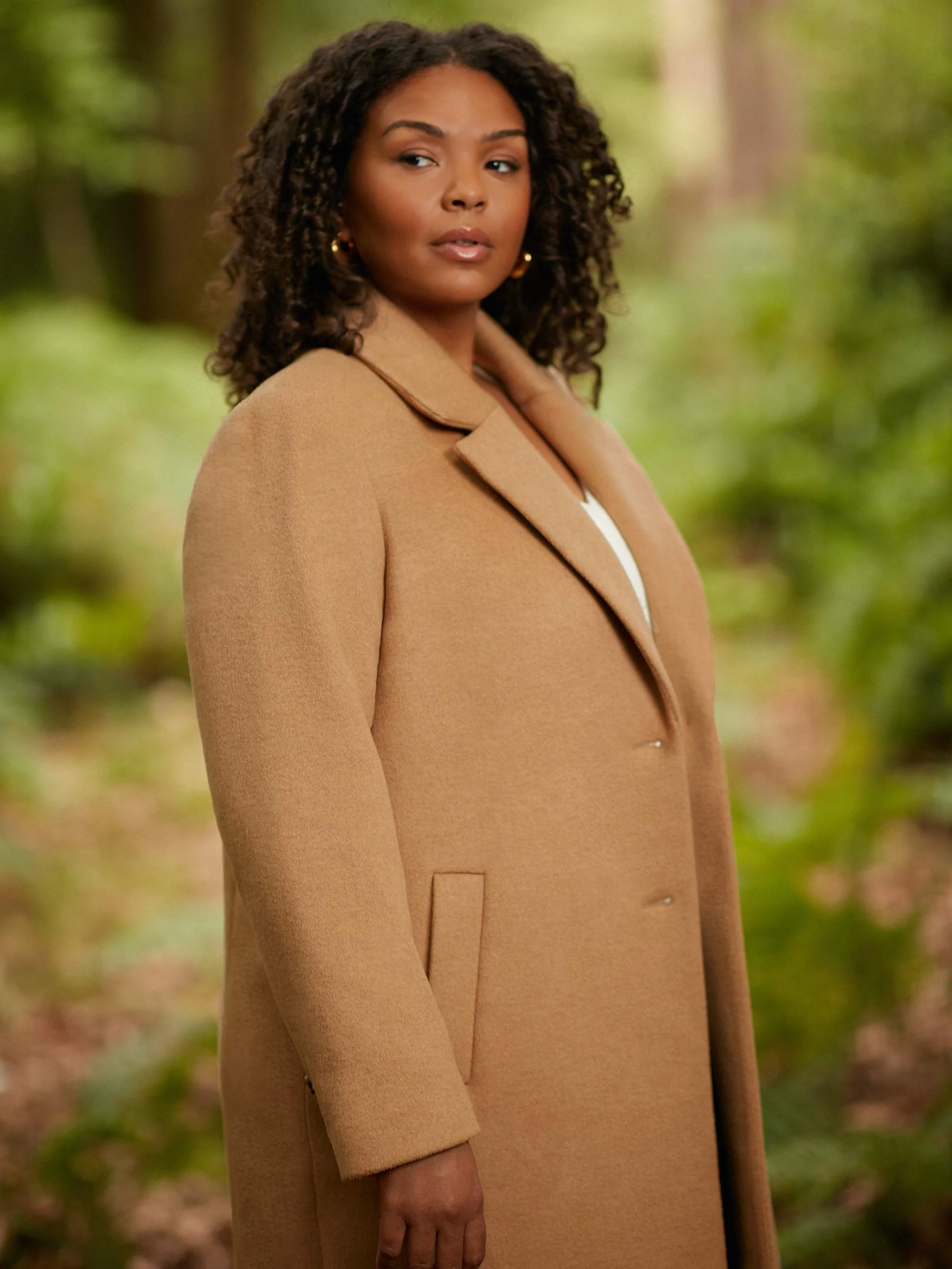 Camel Wool Blend Long Tailored Coat - Image 3