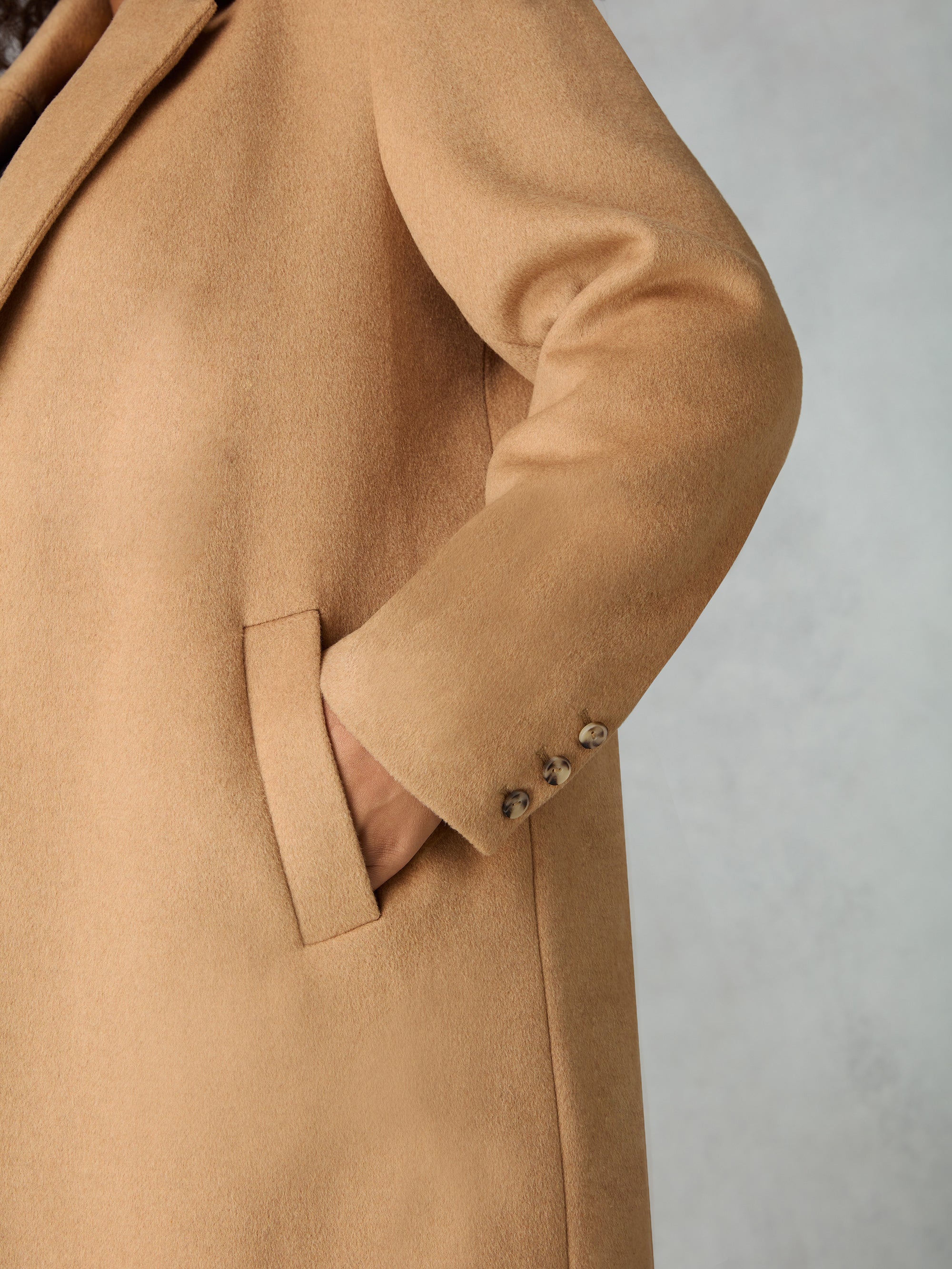 Camel Wool Blend Long Tailored Coat - Image 5