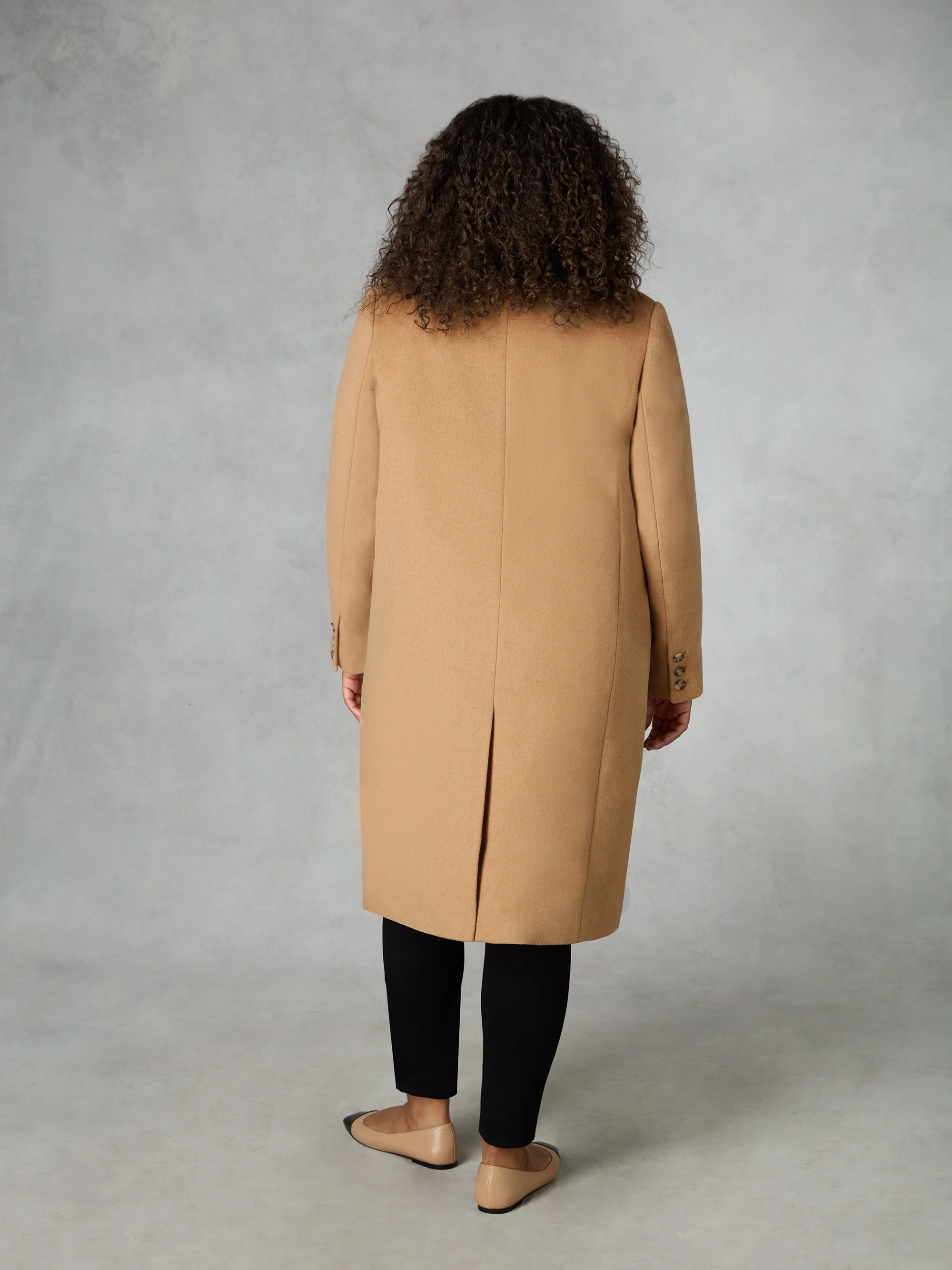 Camel Wool Blend Long Tailored Coat - Image 6