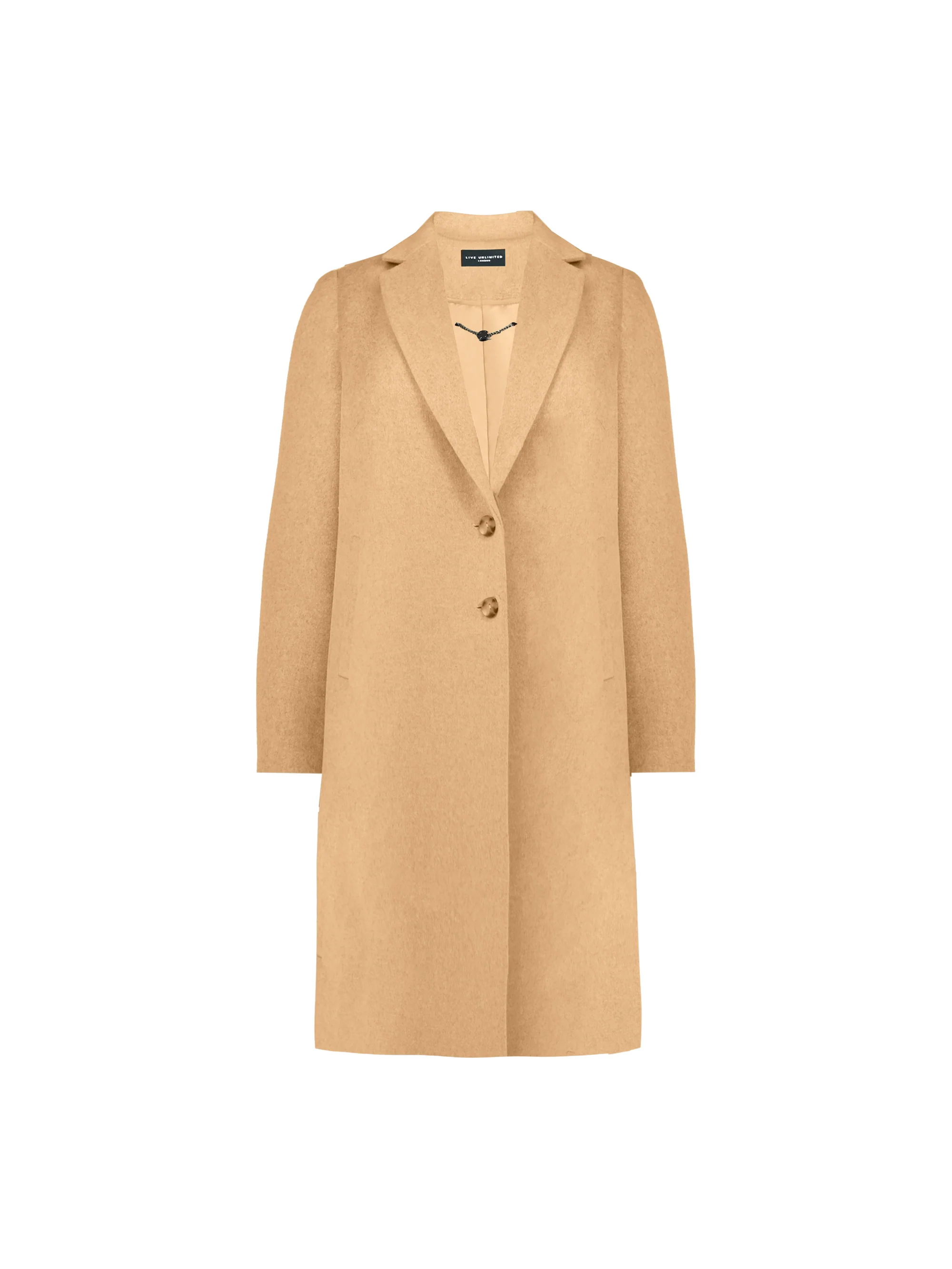 Camel Wool Blend Long Tailored Coat - Image 7