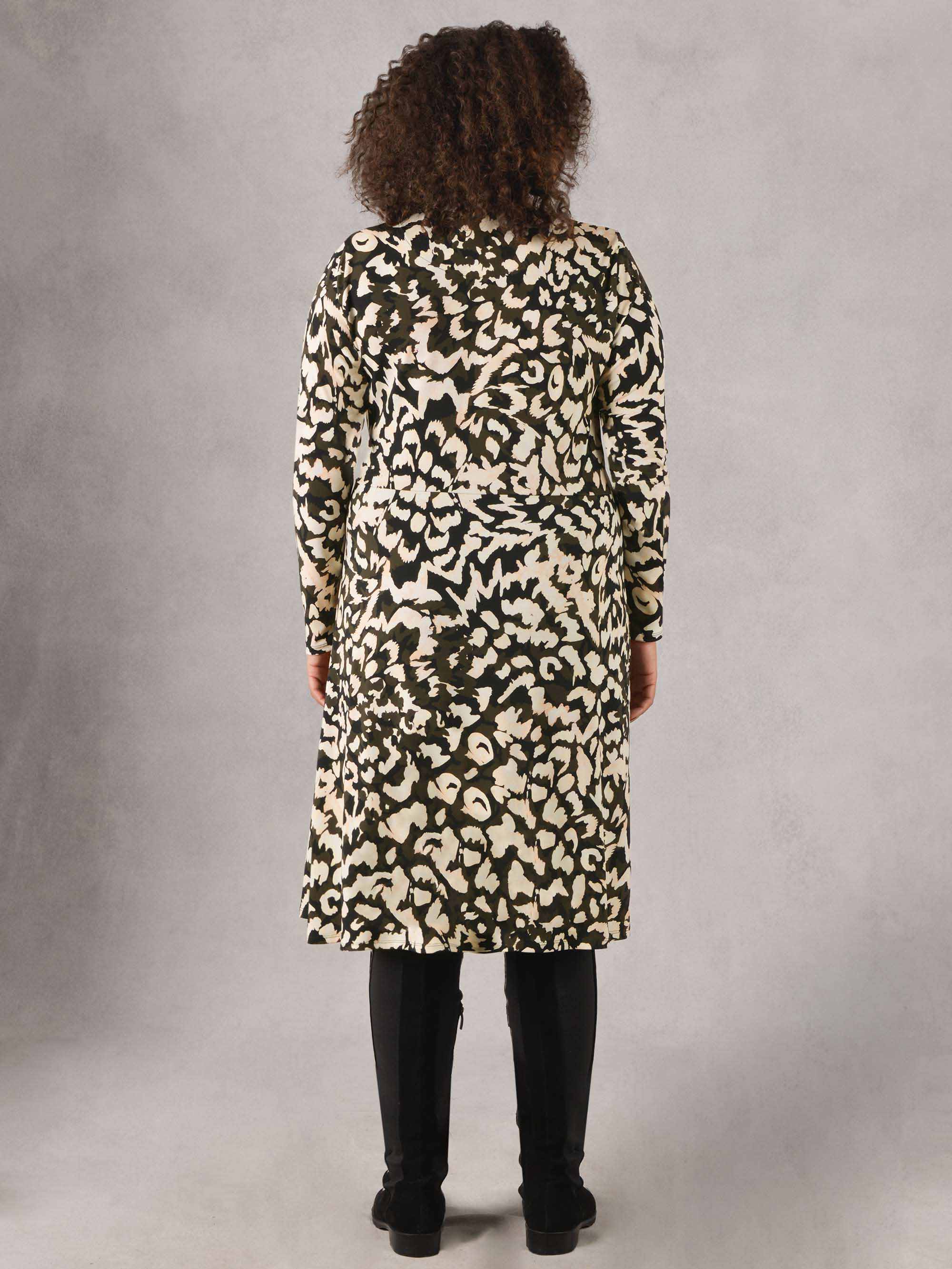 Camo Print Tie Side Jersey Shirt Dress - Image 4