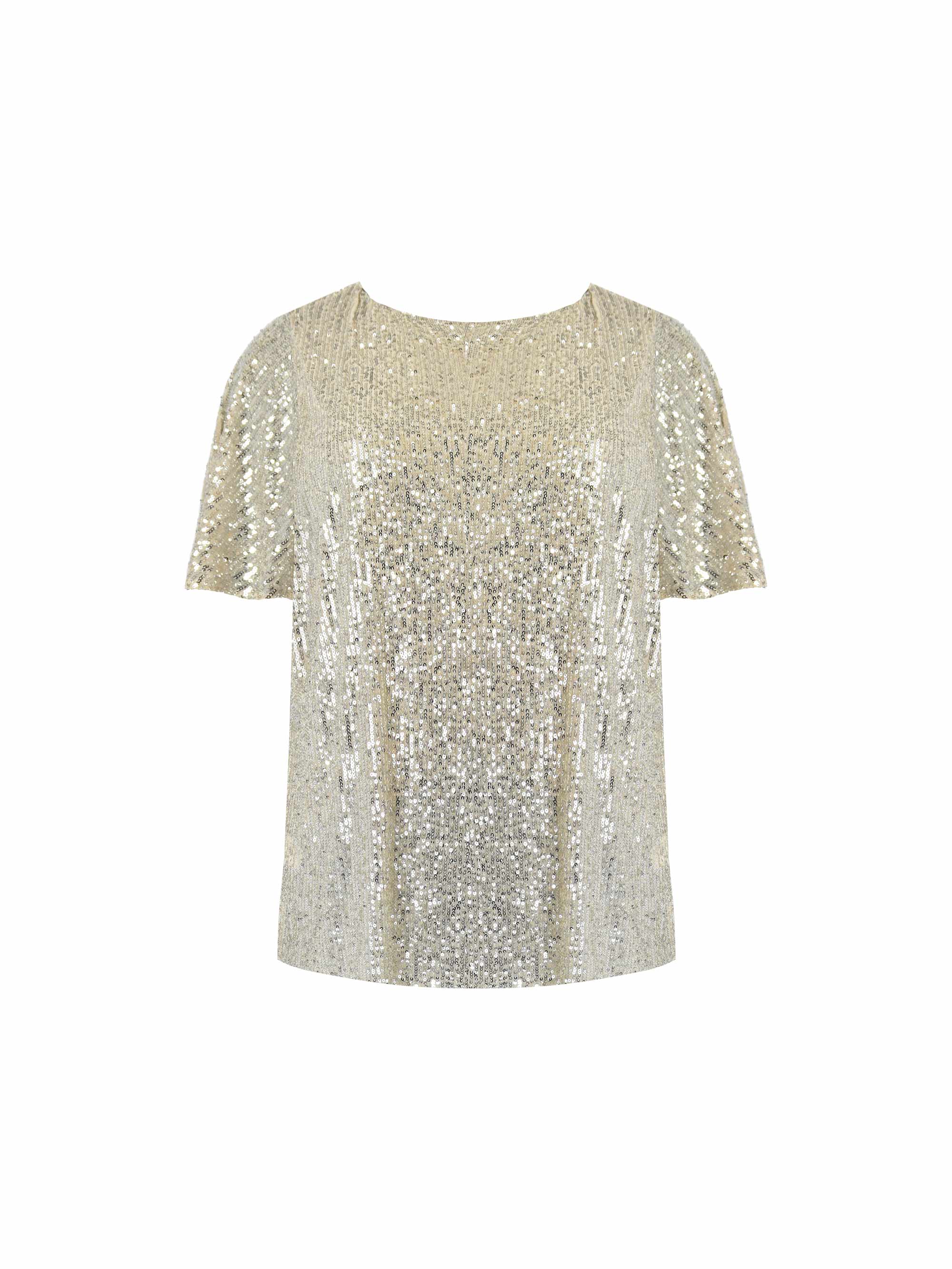 Champagne Sequin Flutter Sleeve T-Shirt - Image 6