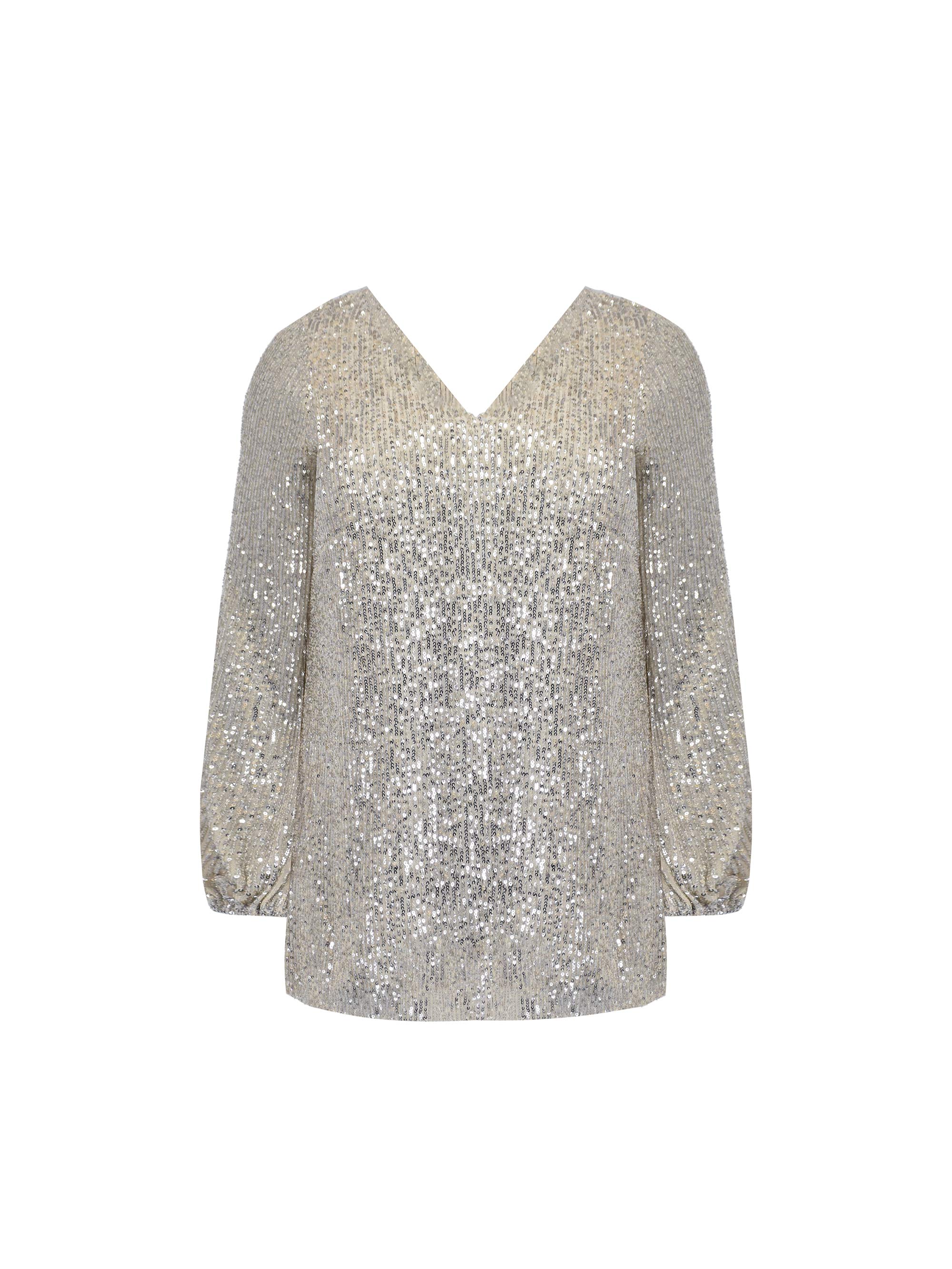 Champagne Sequin V-Neck Blouse - Image 5
