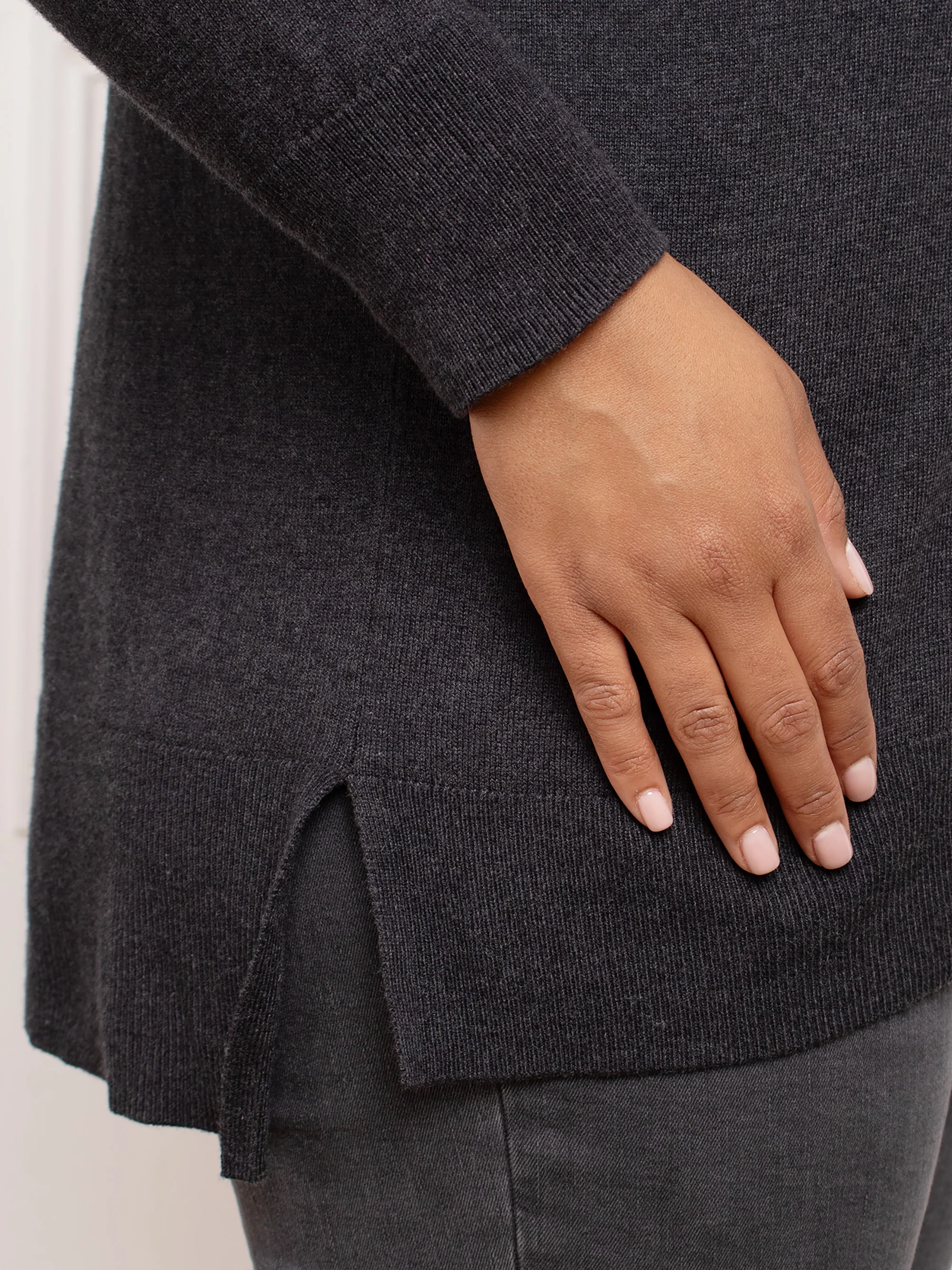 Charcoal Grey Mock Neck Jumper - Image 4