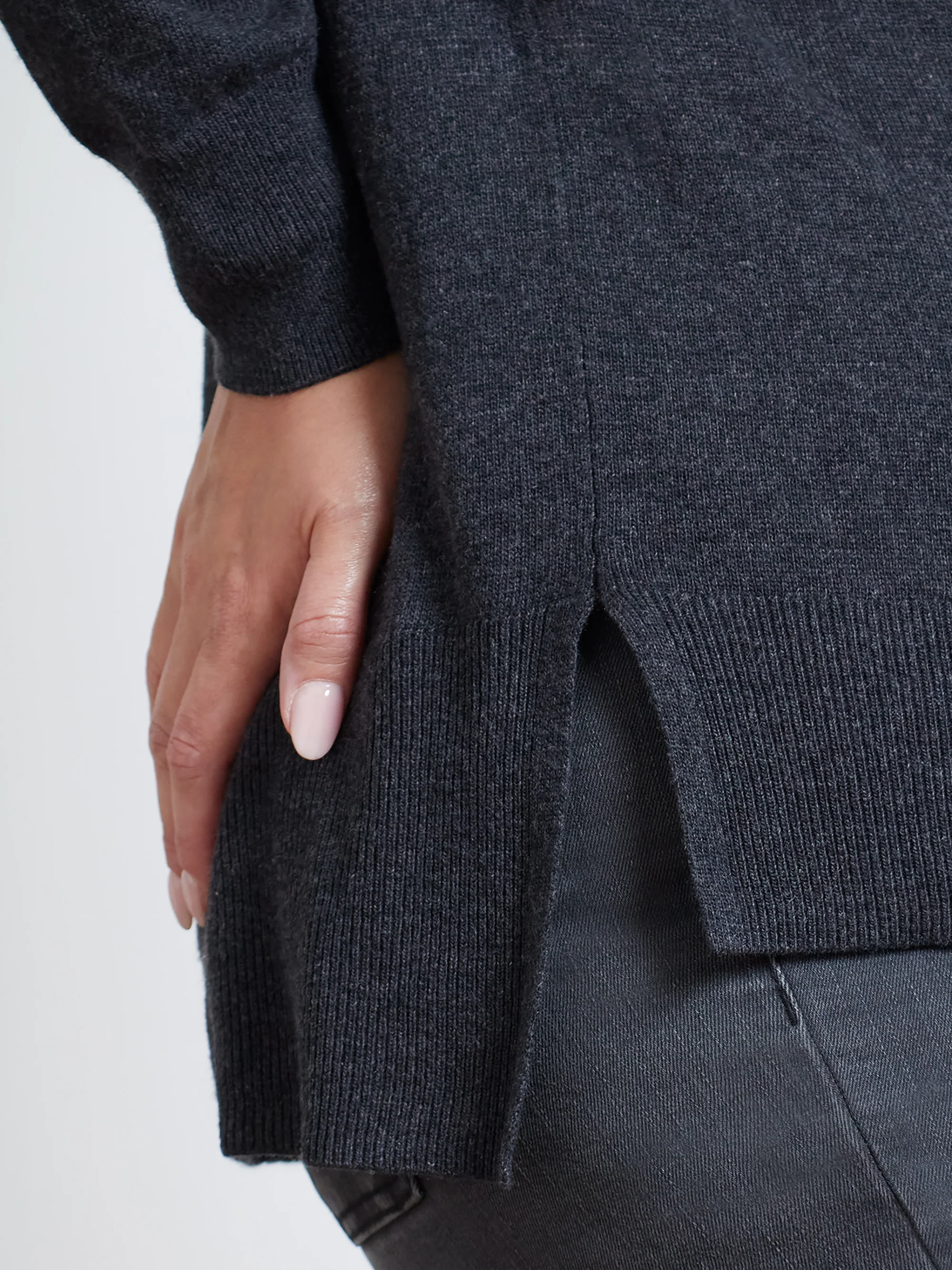 Charcoal Grey Scoop Neck Jumper - Image 4