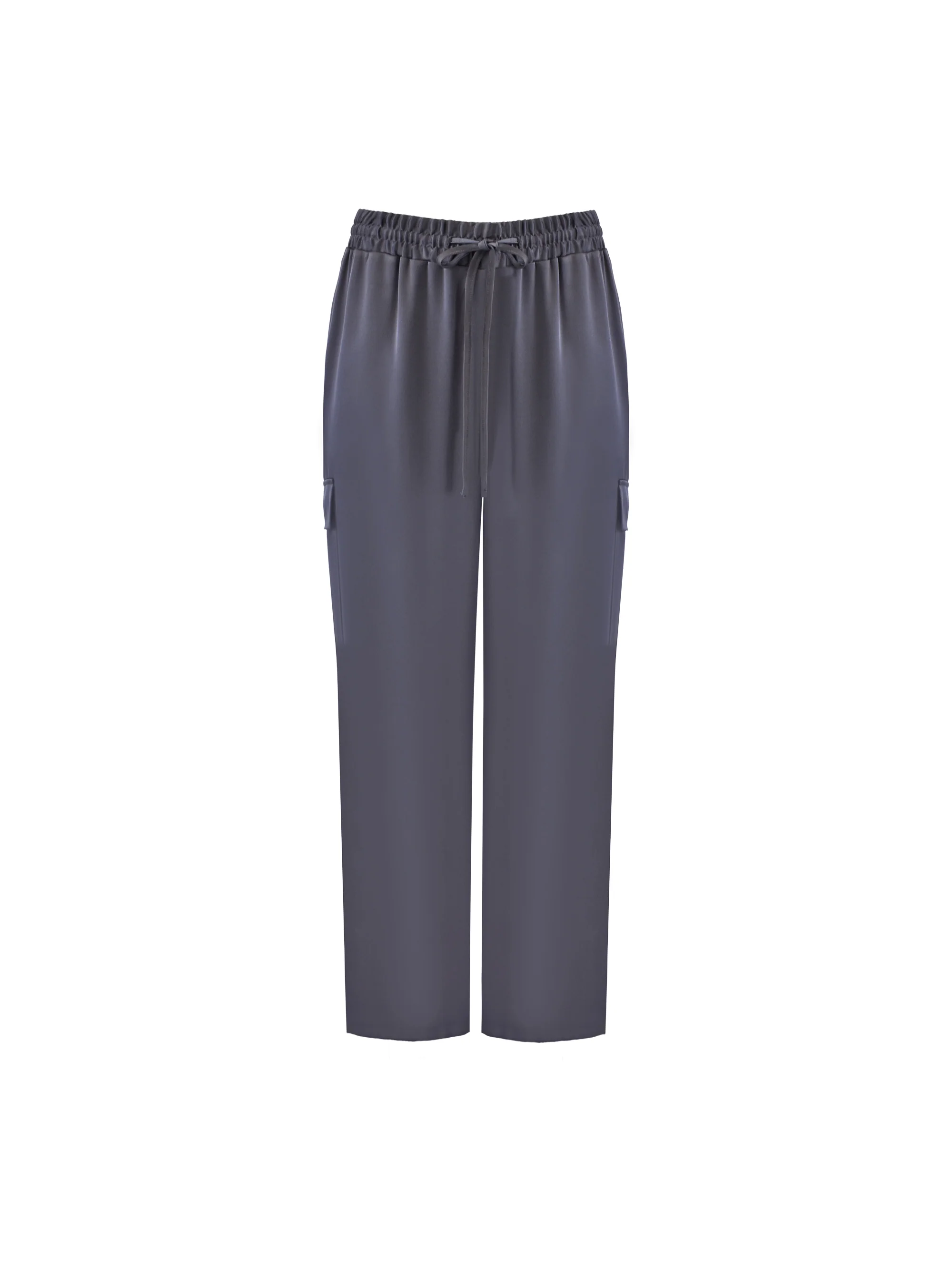 Charcoal Satin Cargo Trousers - Image 6