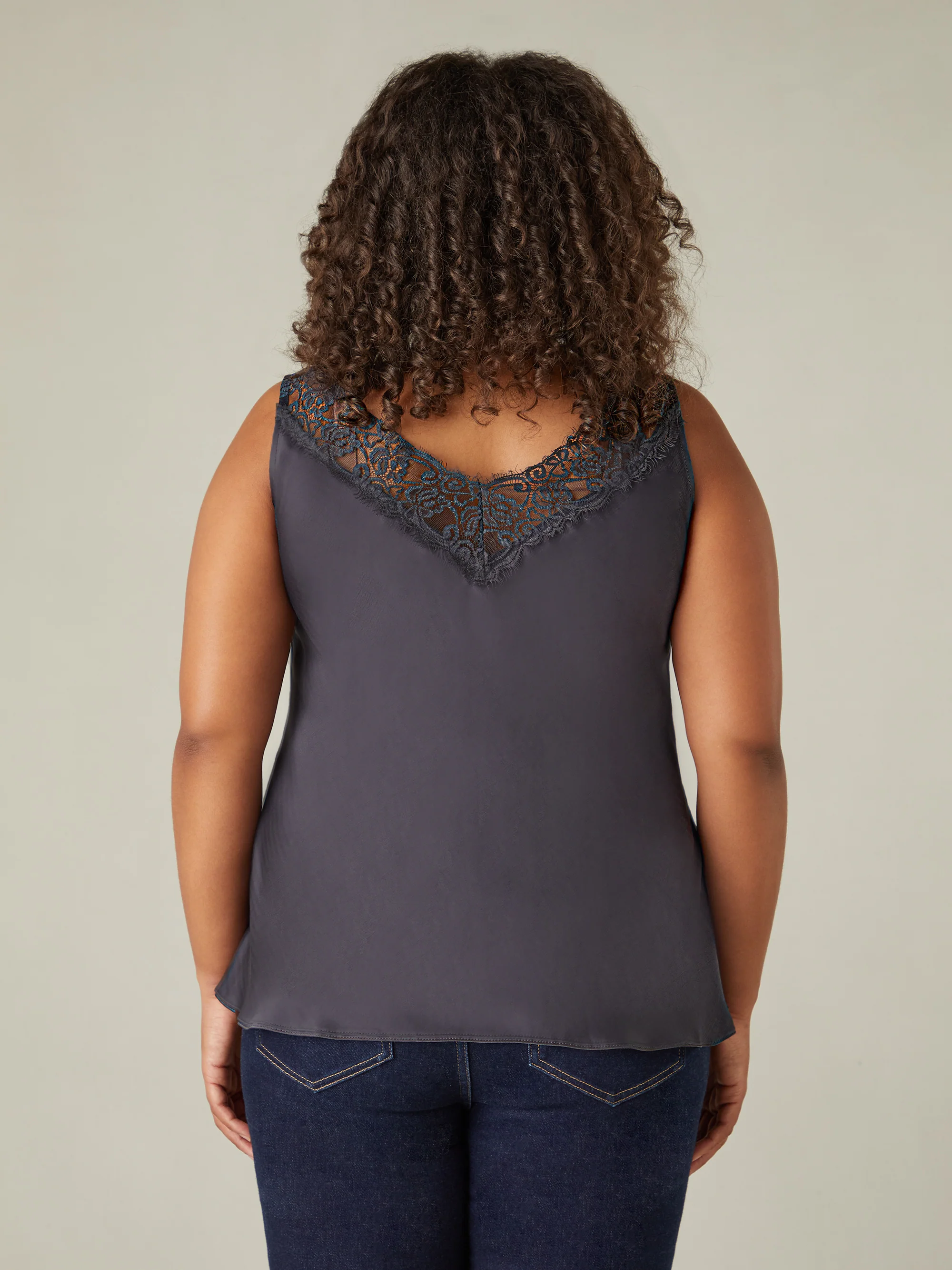 Charcoal Satin Lace Cami - Image 5