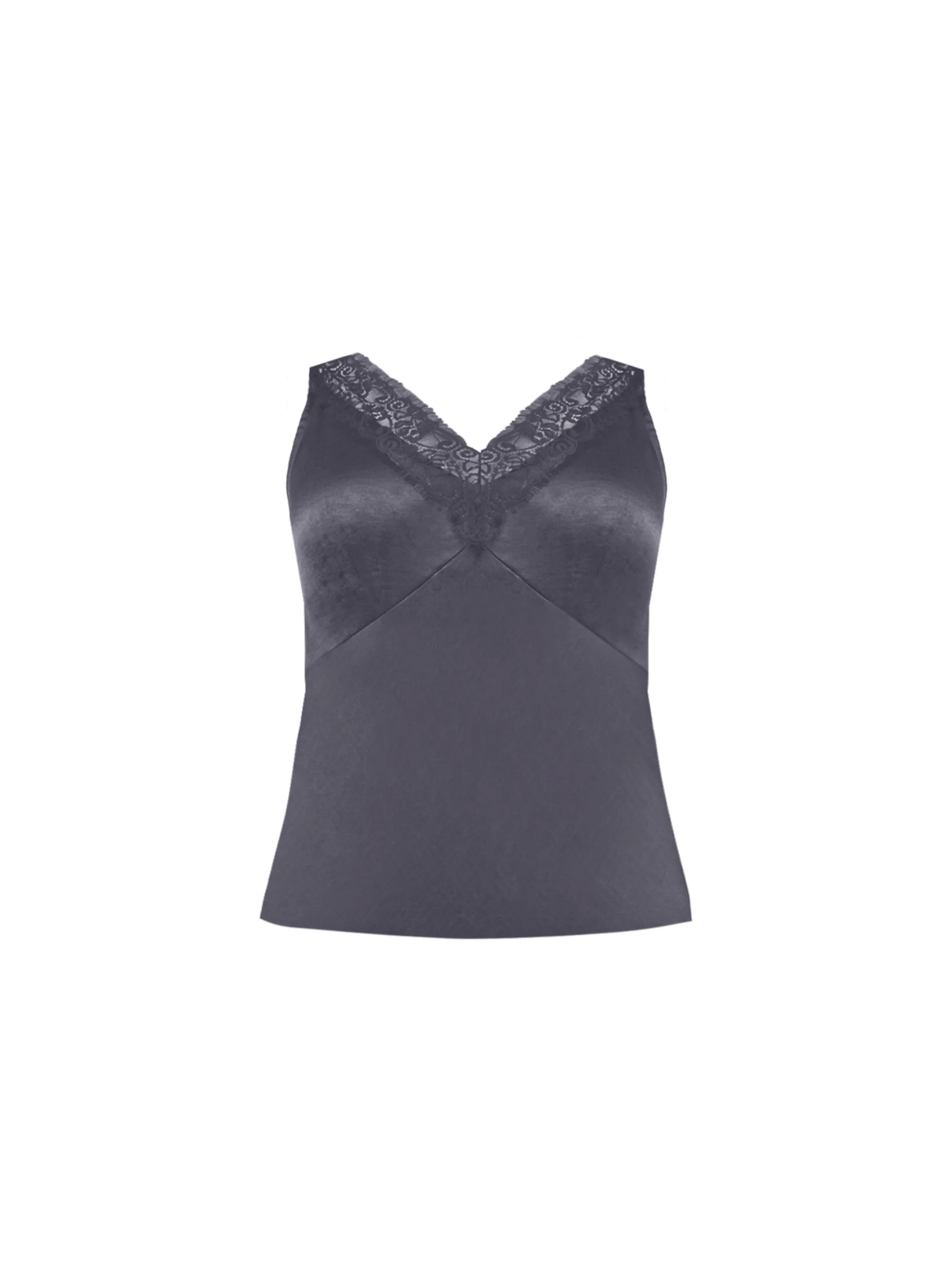 Charcoal Satin Lace Cami - Image 6