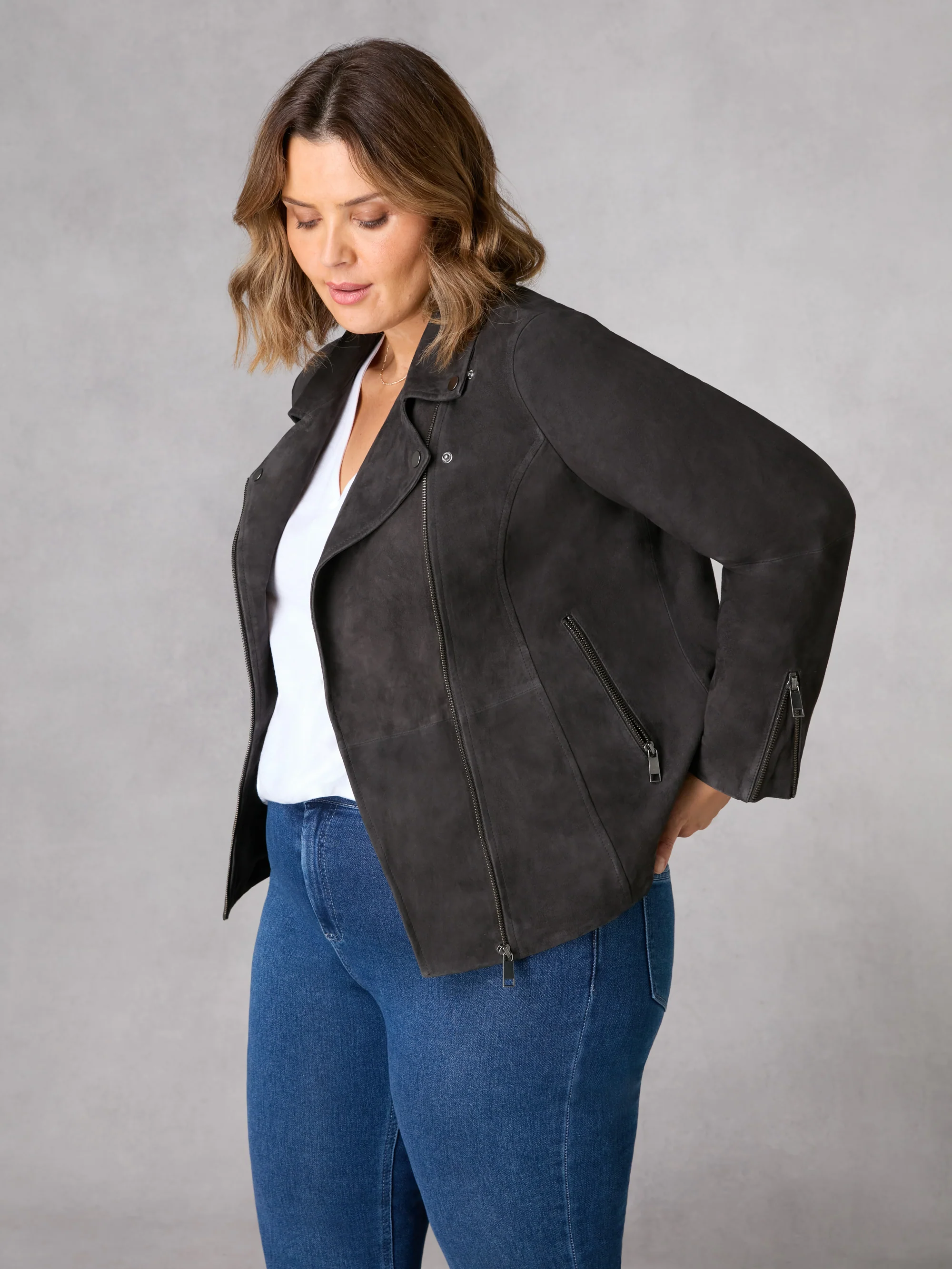 Charcoal Suede Jacket - Image 4