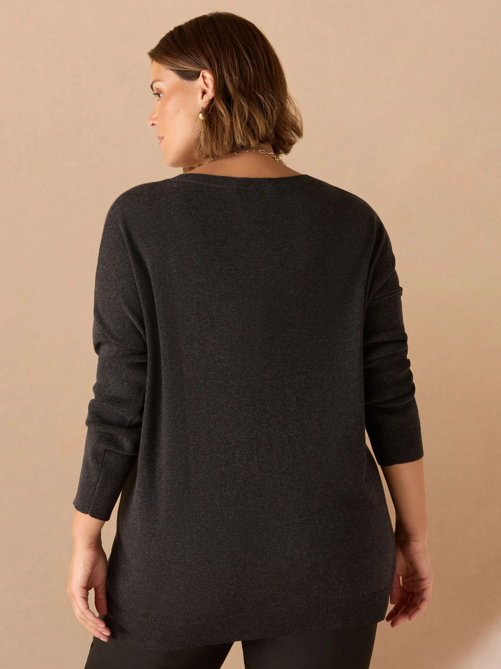 Charcoal V Neck Jumper - Image 4