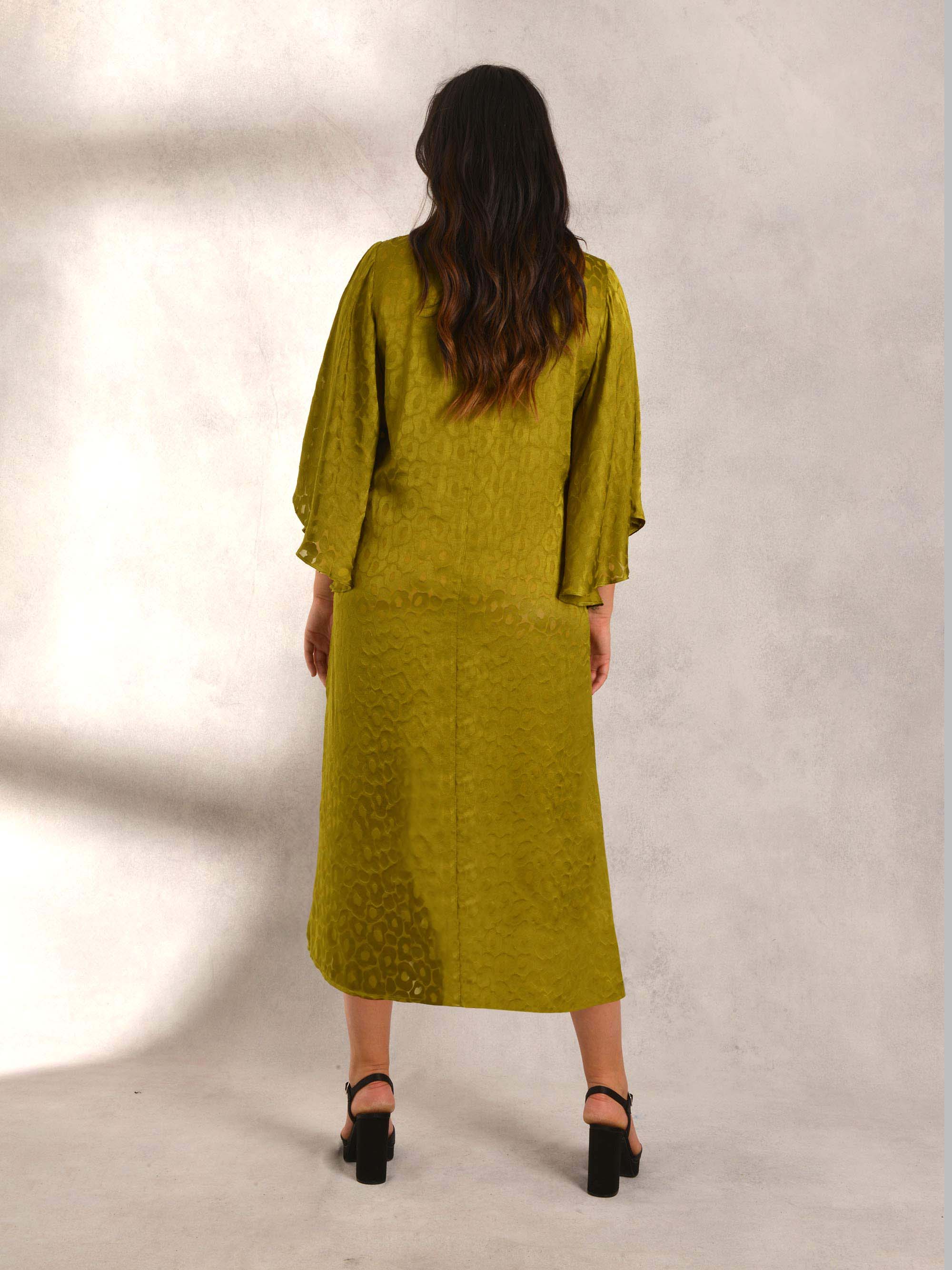 Chartreuse Animal Burnout Kaftan Dress - Image 2