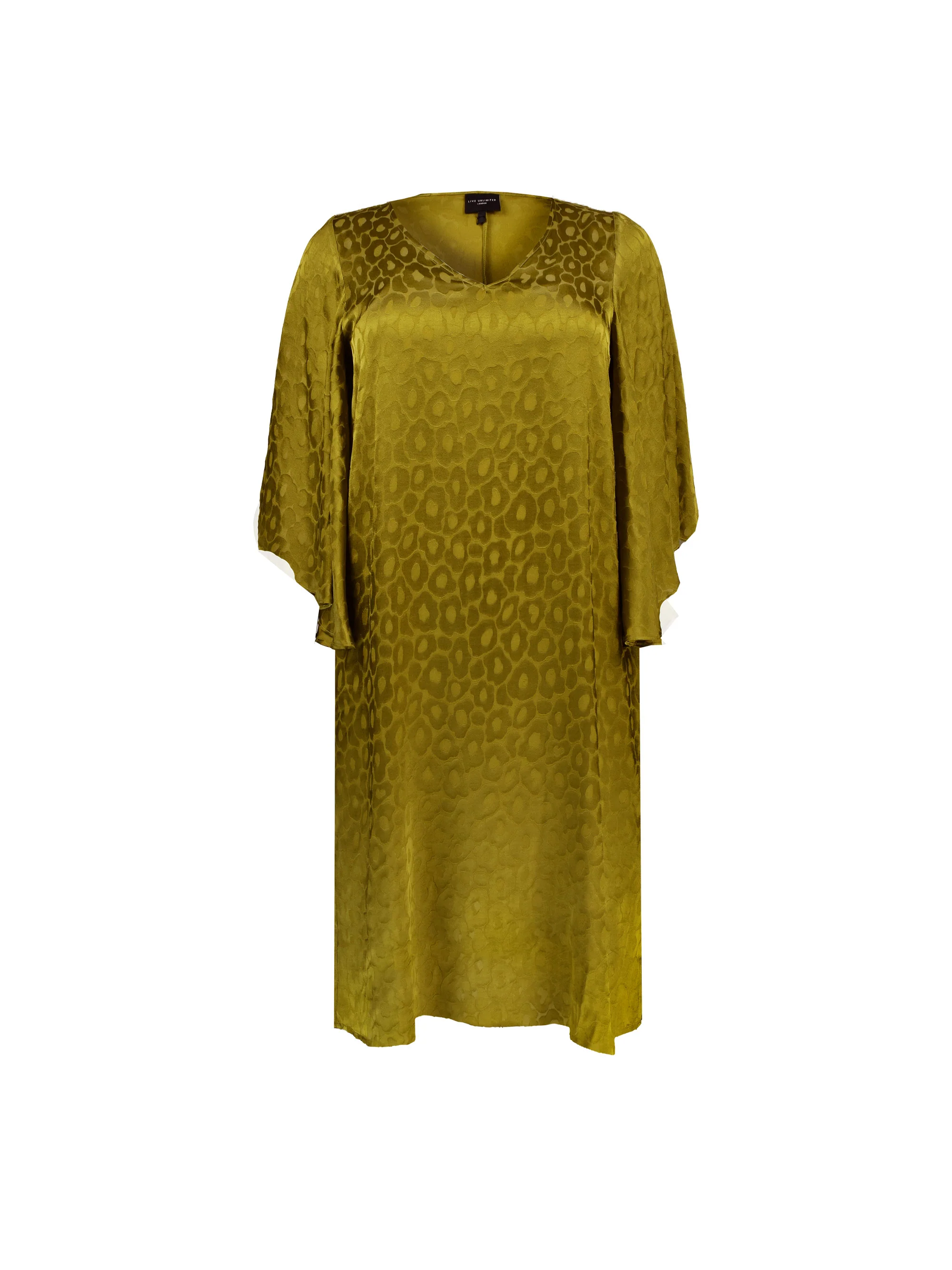 Chartreuse Animal Burnout Kaftan Dress - Image 5