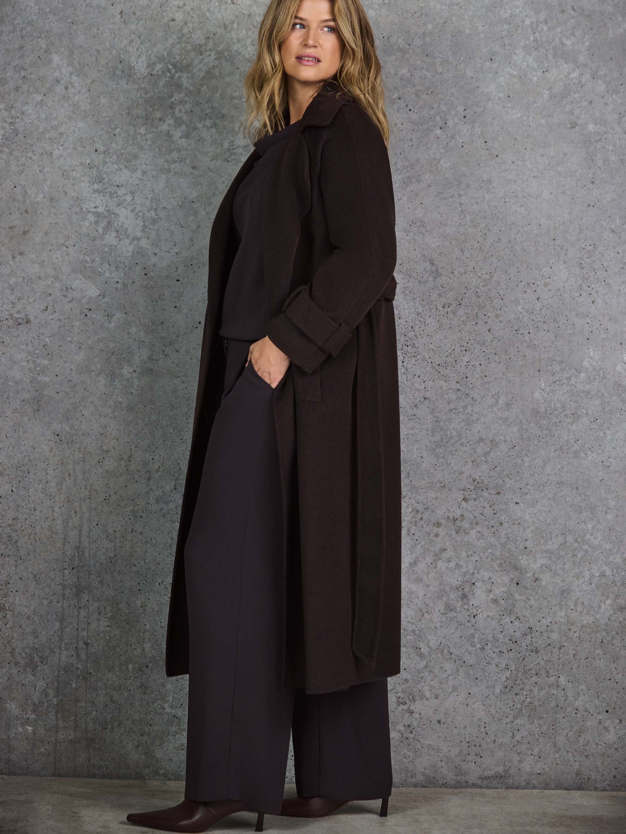Petite Chocolate Button Detail Wide Leg Trouser - Image 6