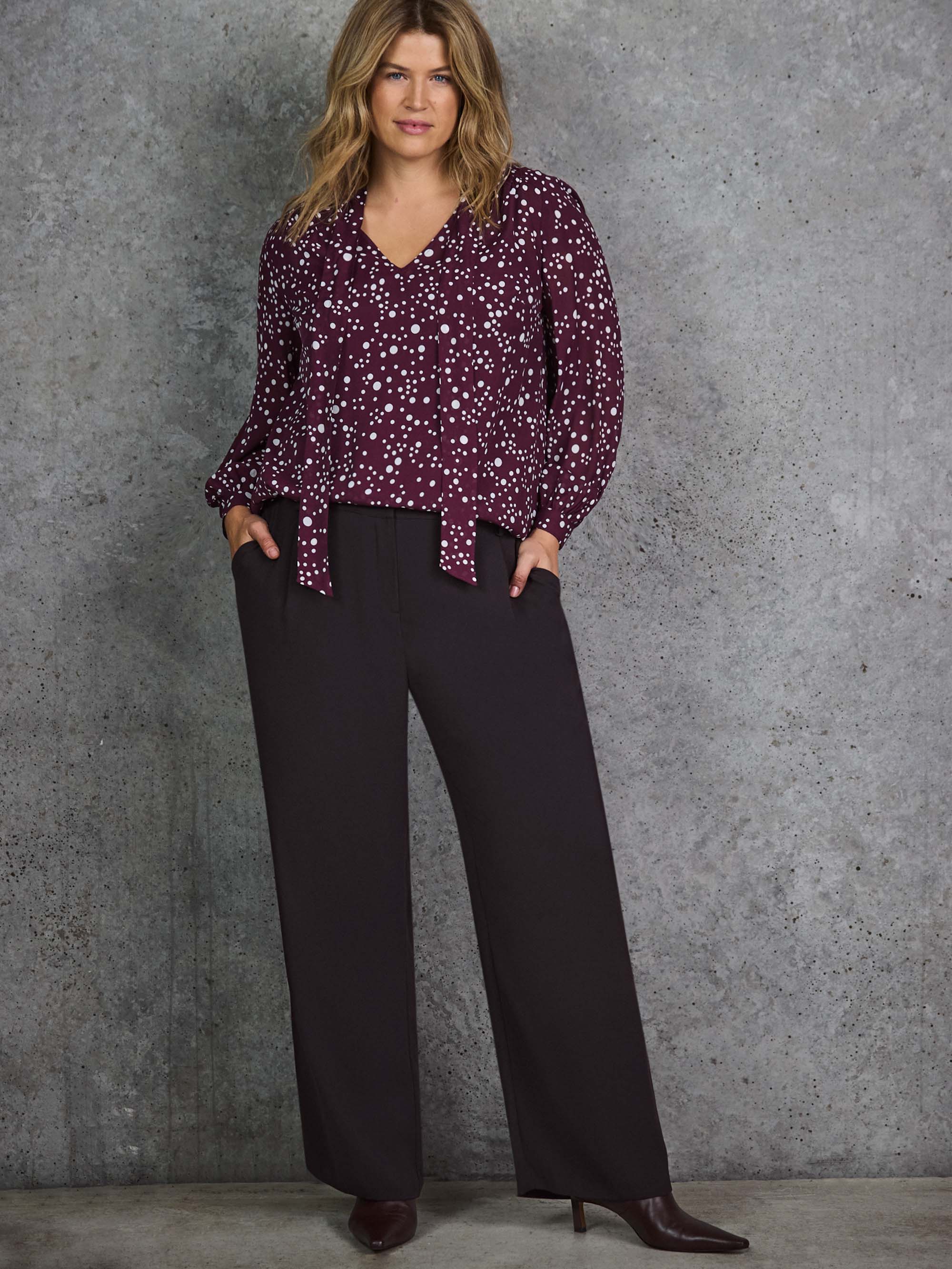 Petite Chocolate Button Detail Wide Leg Trouser - Image 4