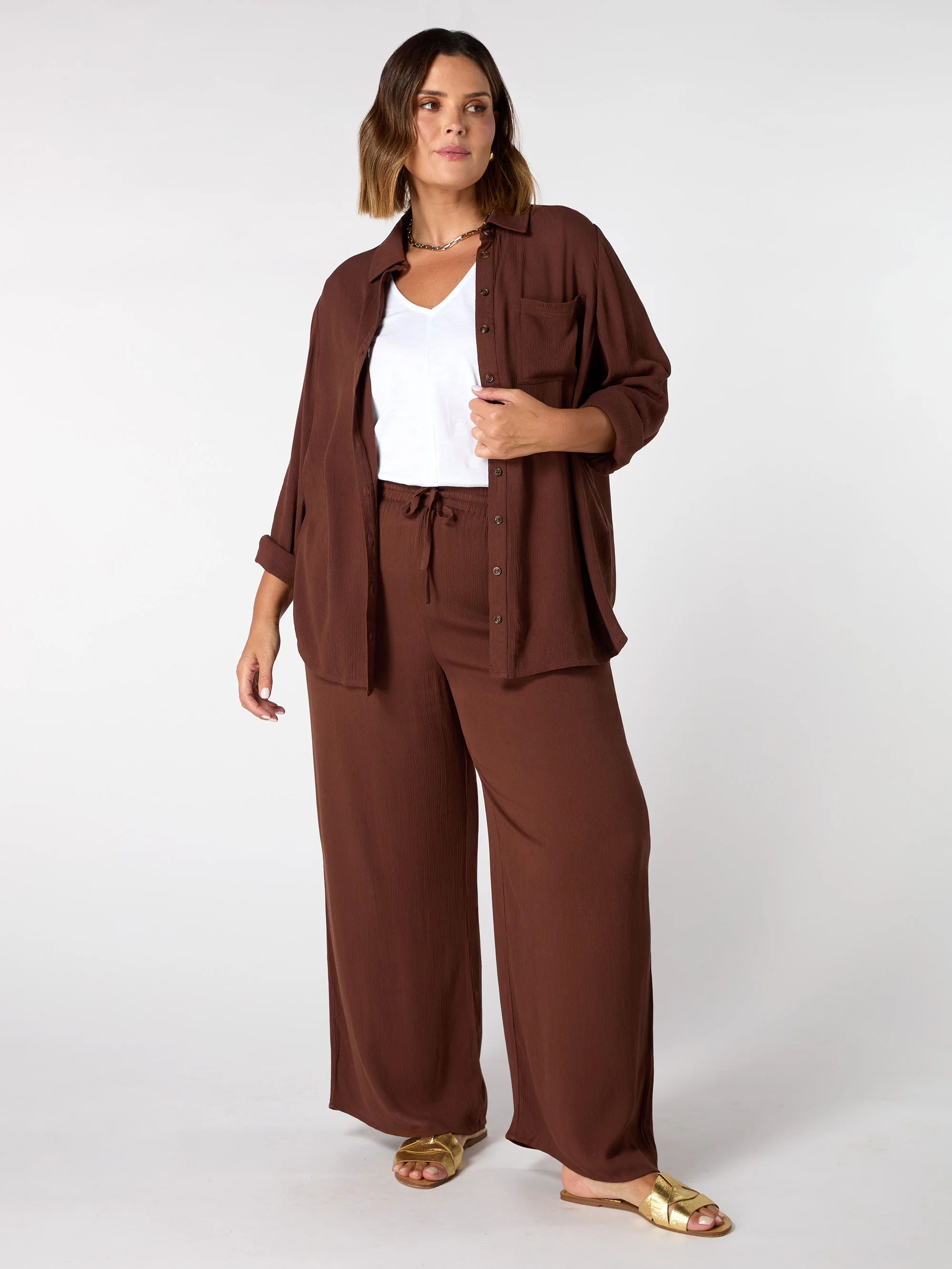 Chocolate Crinkle Drawstring  Trouser - Image 2