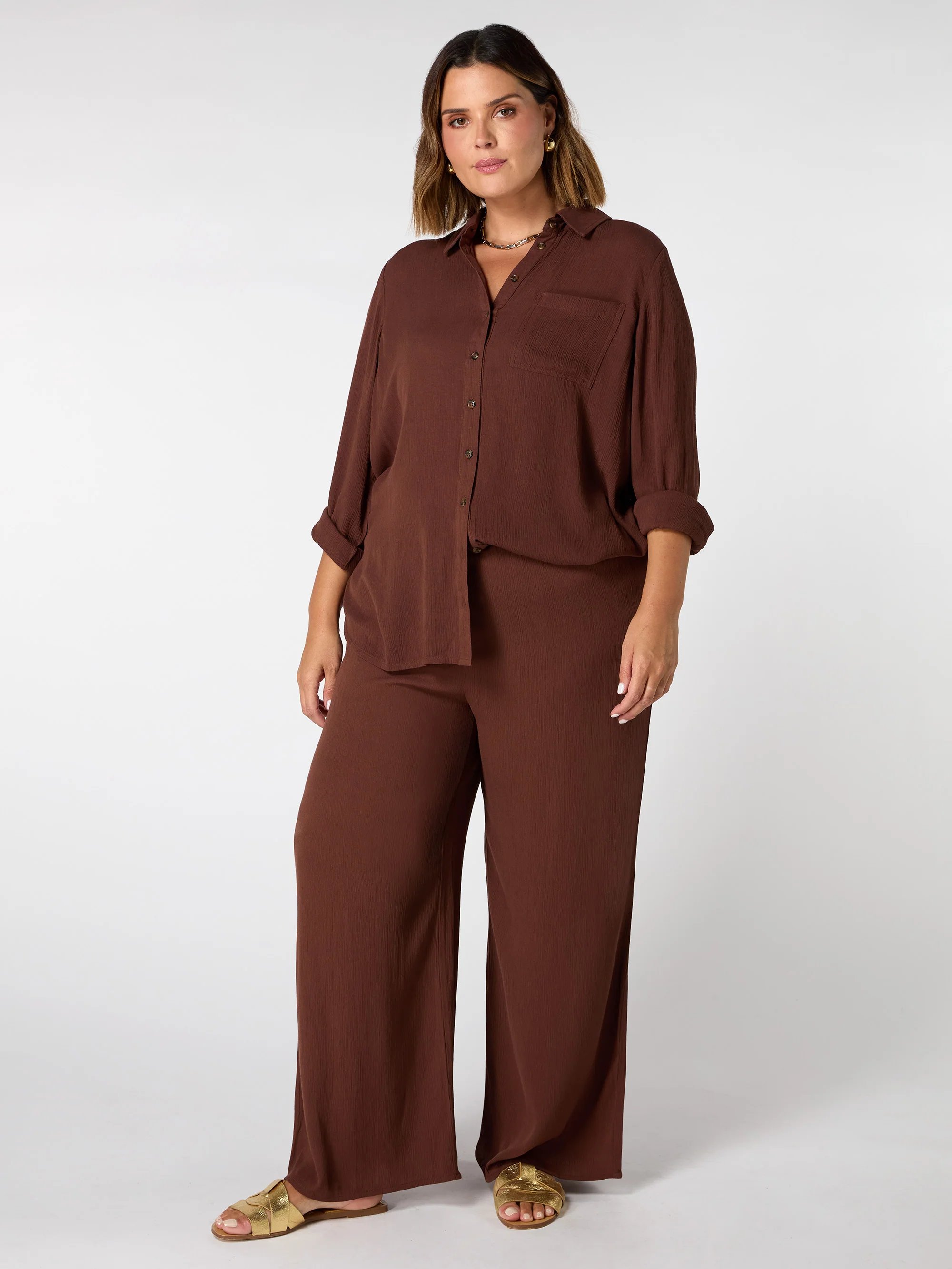 Chocolate Crinkle Drawstring  Trouser - Image 4