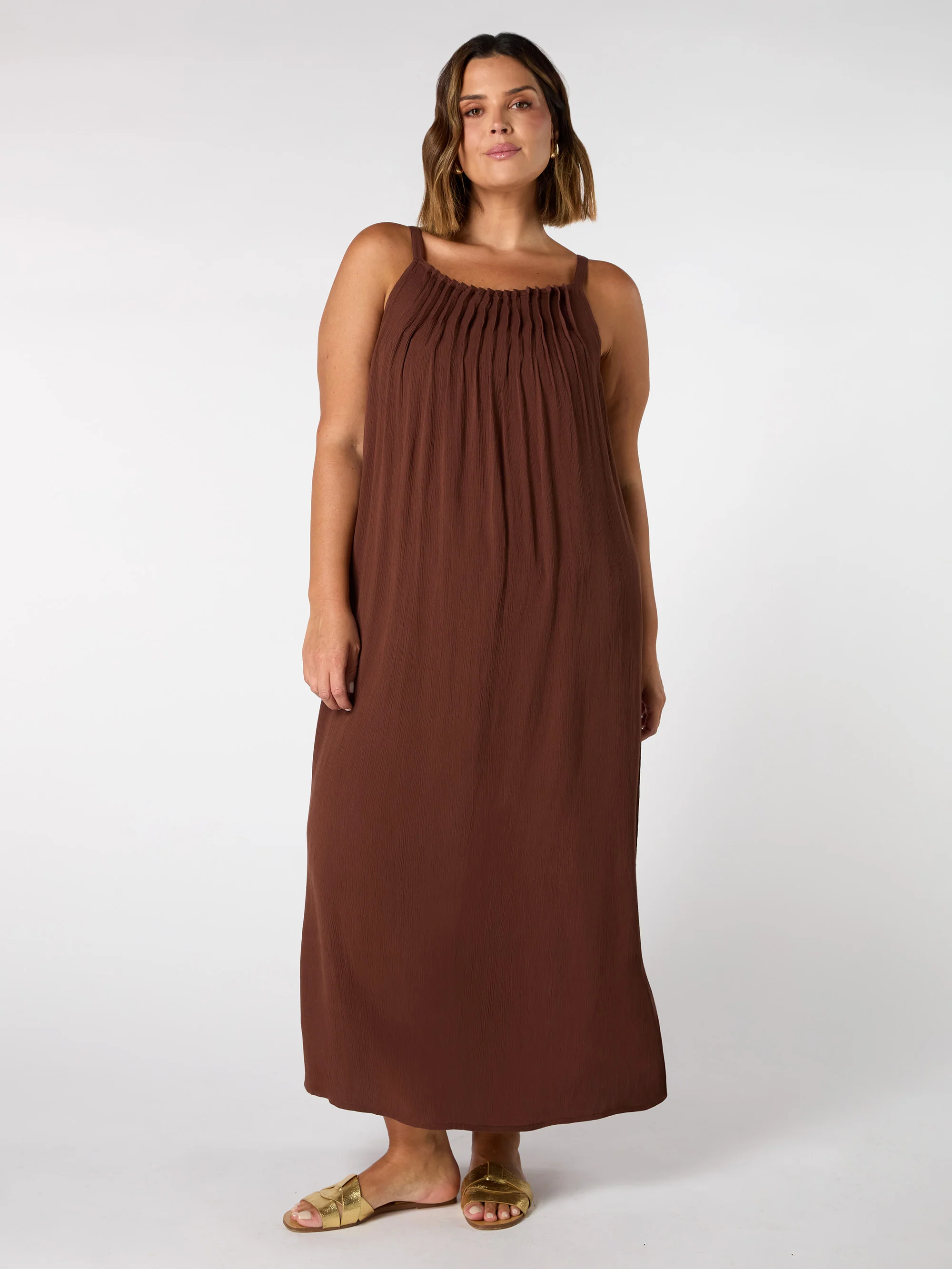 Chocolate Crinkle Strappy Dress - Image 3