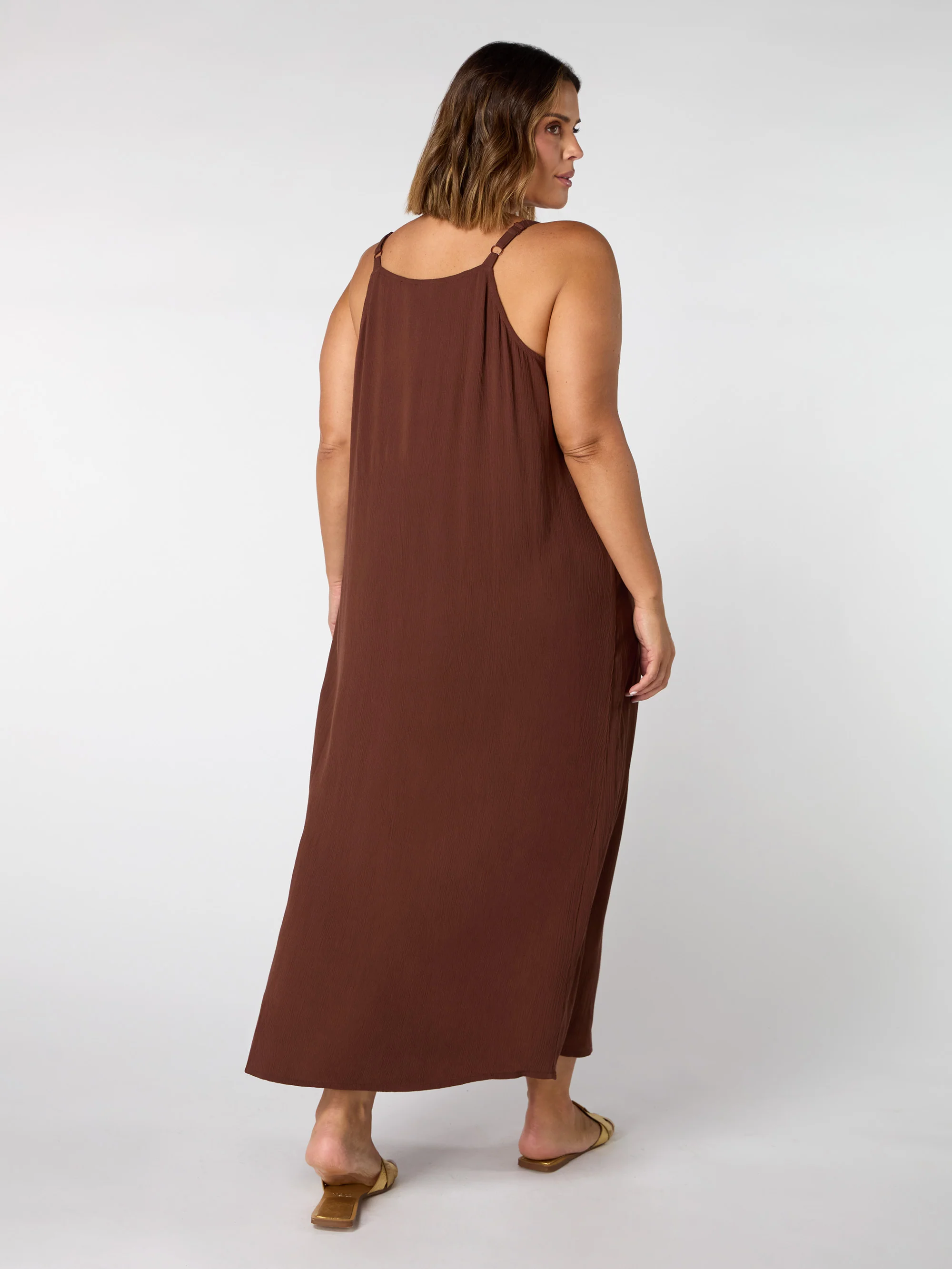 Chocolate Crinkle Strappy Dress - Image 5