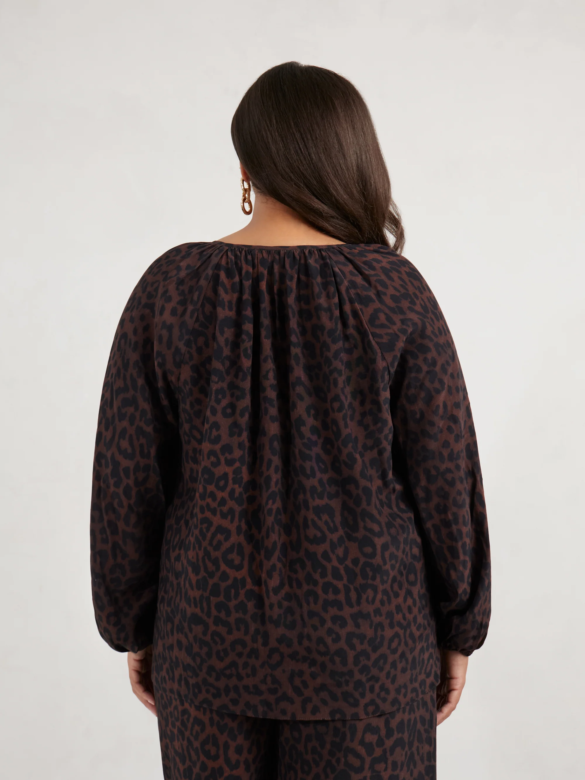 Chocolate Leopard Print Button Front Blouse - Image 5