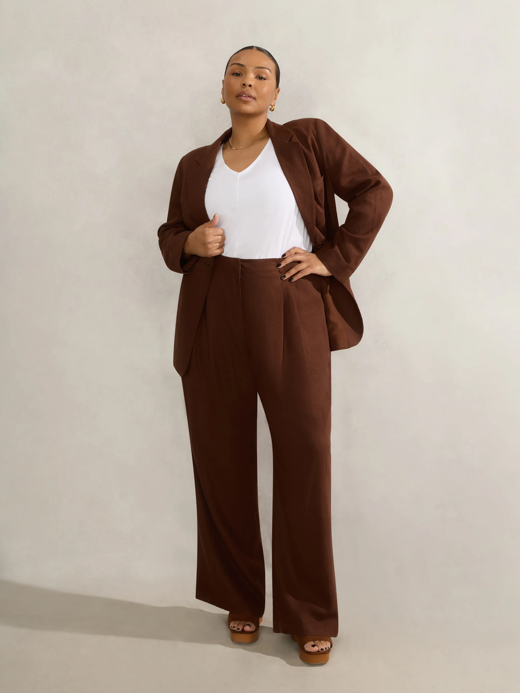 Chocolate  Linen Blazer - Image 4