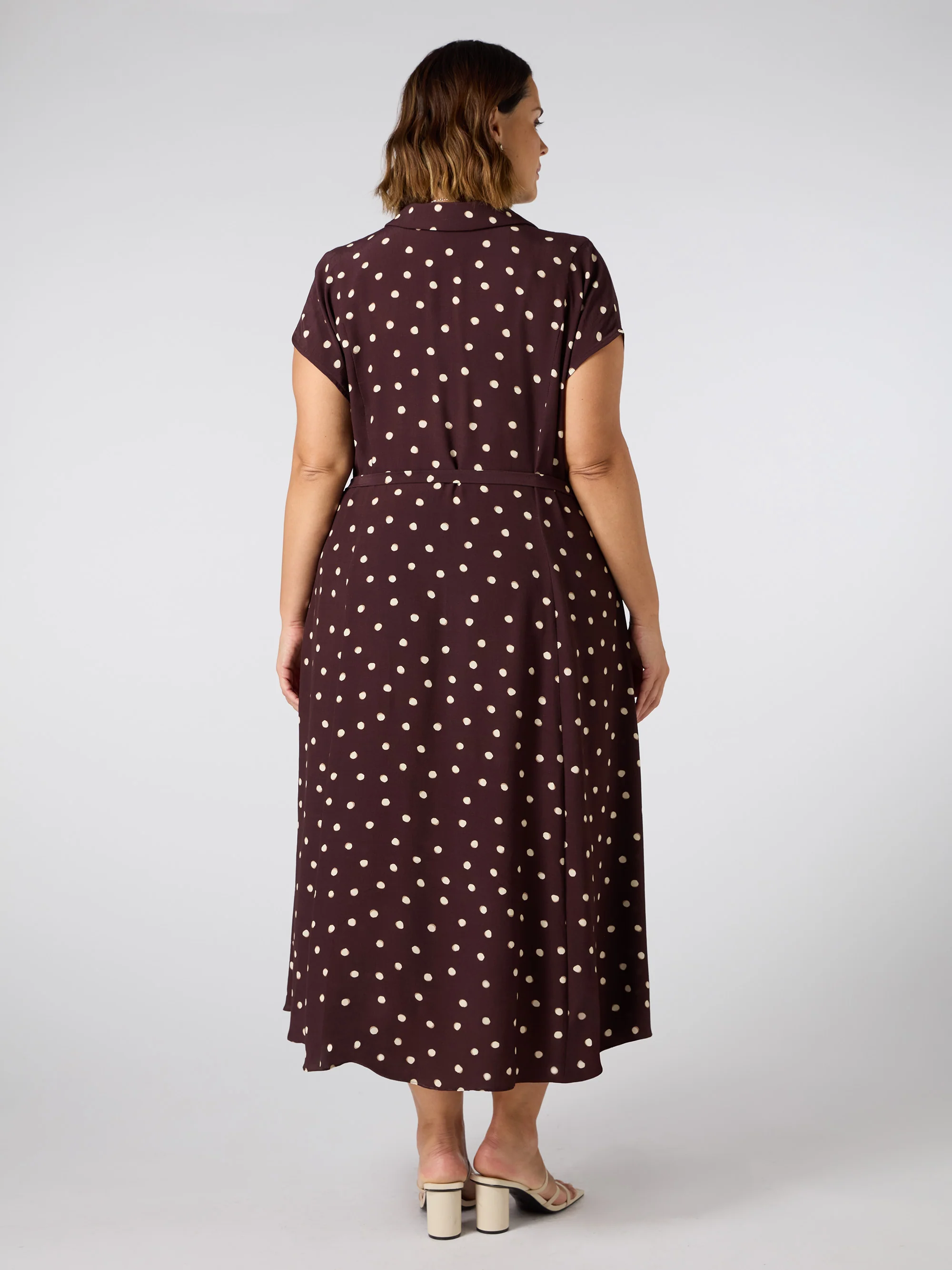 Chocolate Polka Dot Midaxi Shirt Dress - Image 5
