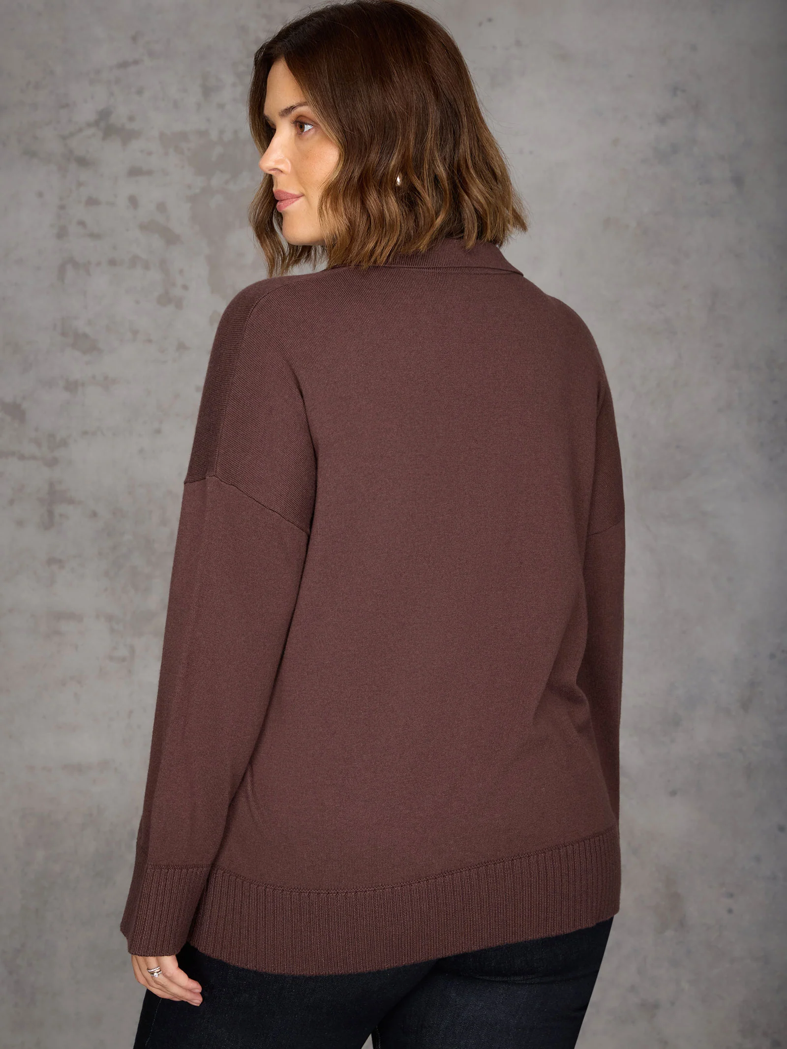 Chocolate Brown Polo Knit Jumper - Image 4