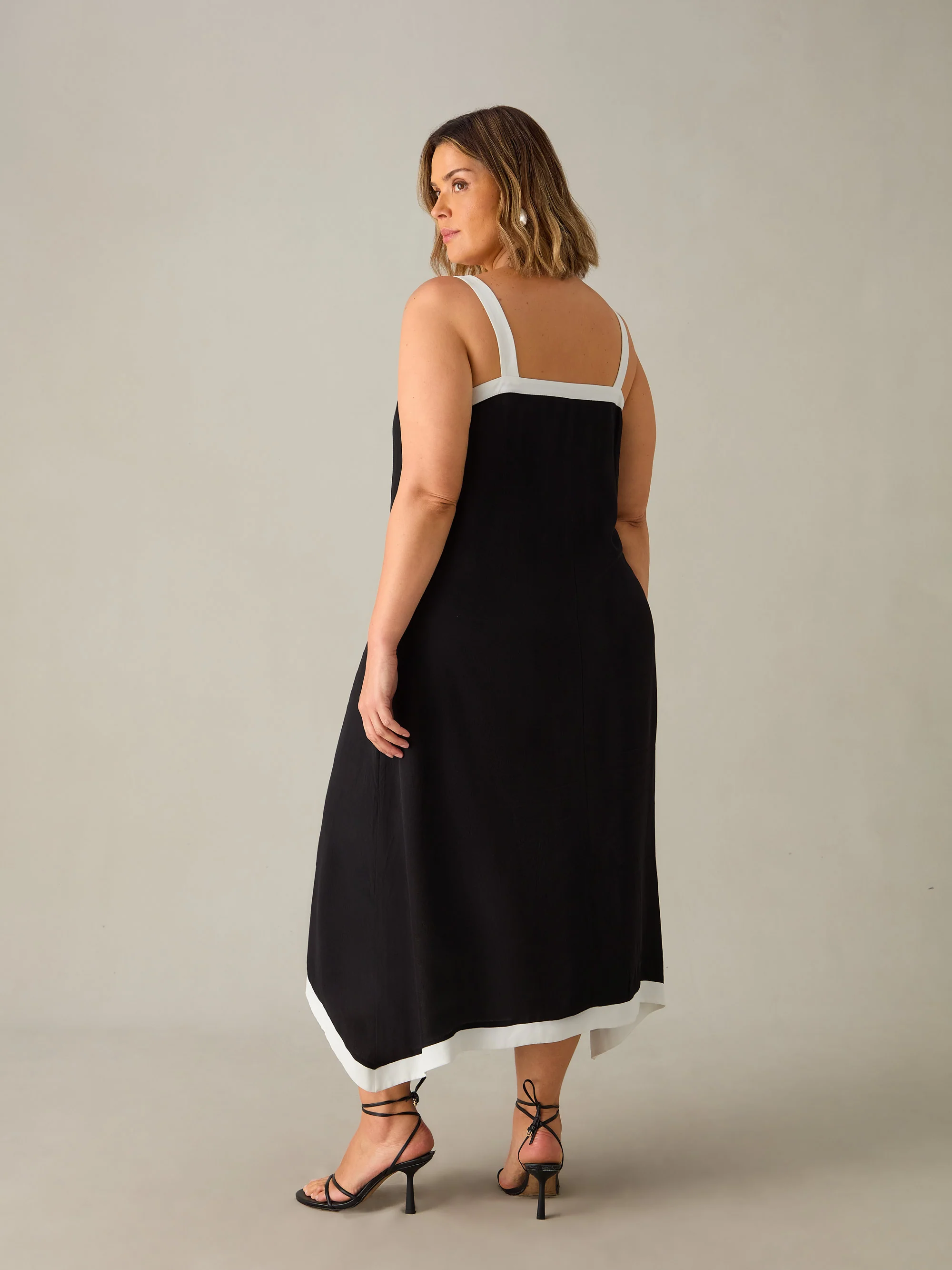 Colourblock Hanky Hem Midi Dress - Image 3