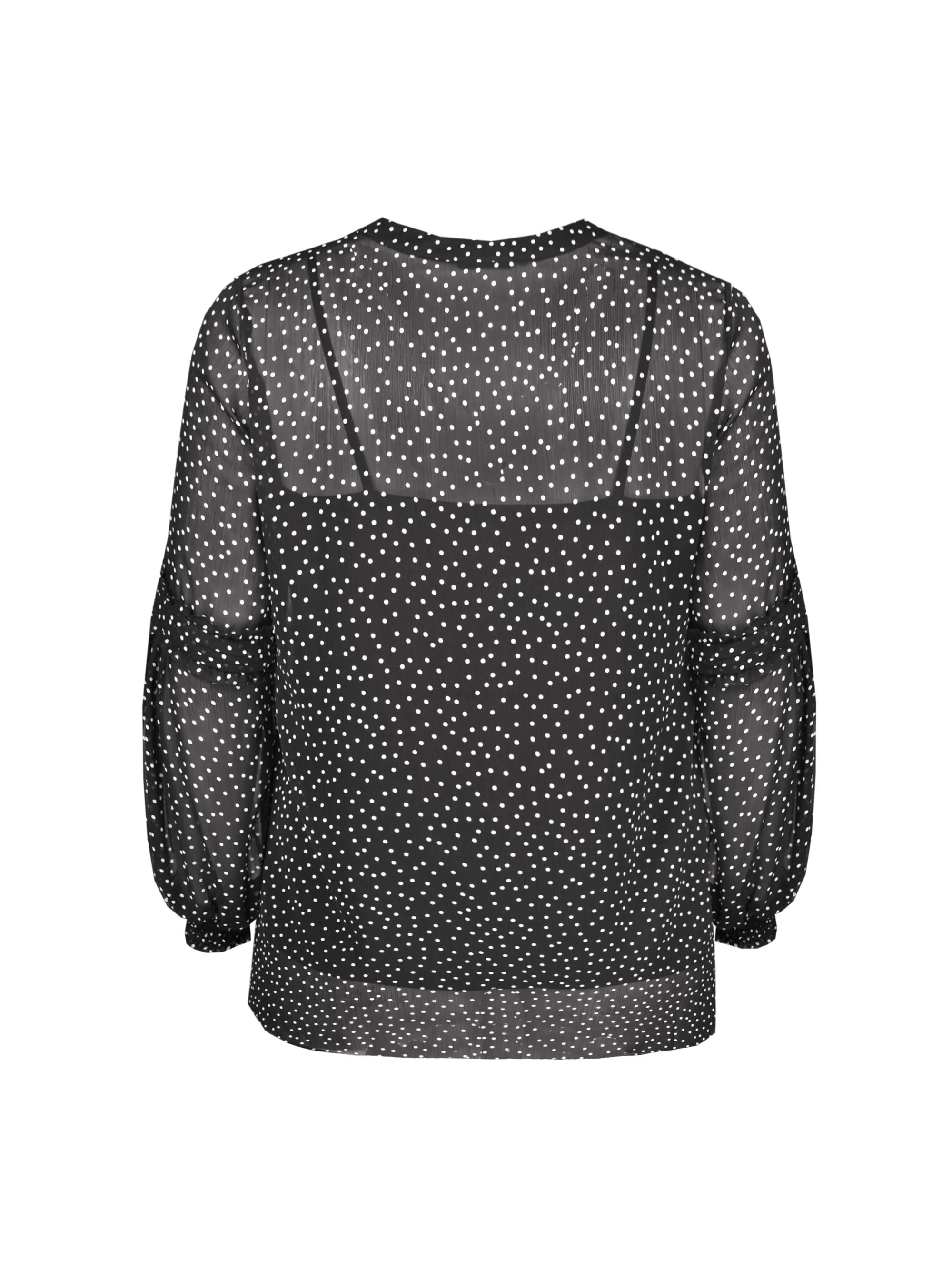 Black Spot Pleat Sleeve Blouse - Image 10