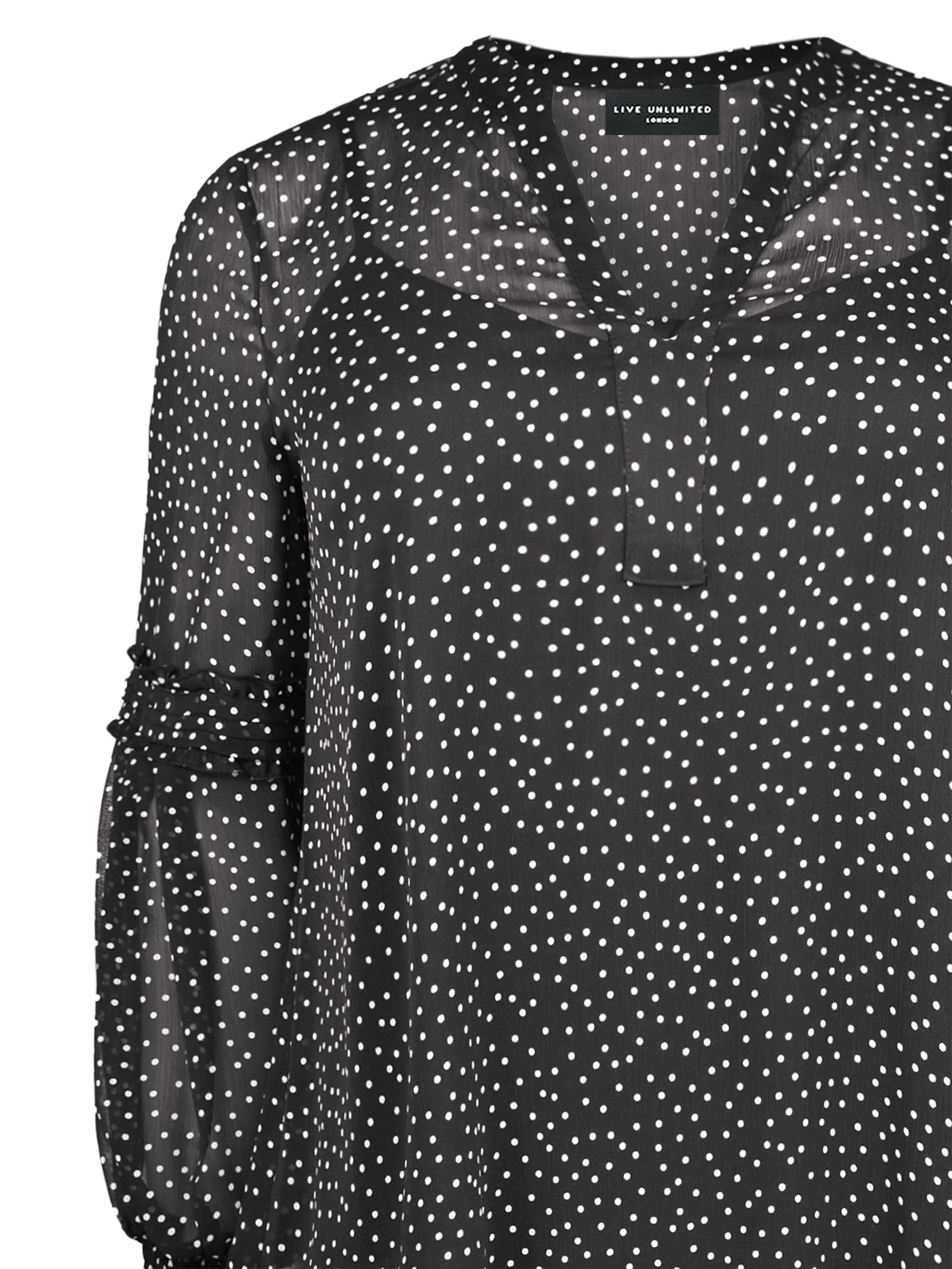 Black Spot Pleat Sleeve Blouse - Image 11