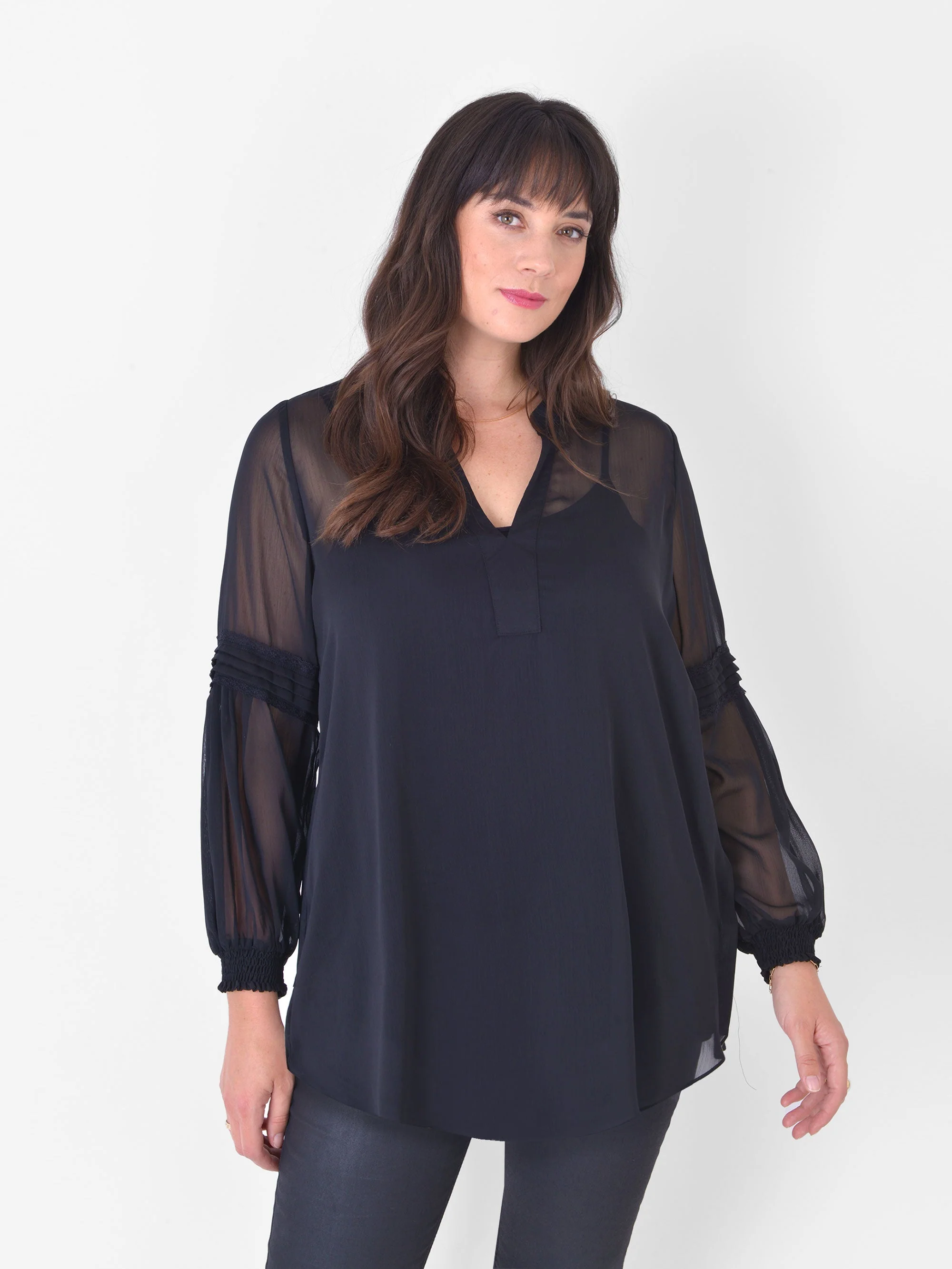 Black Spot Pleat Sleeve Blouse - Image 13