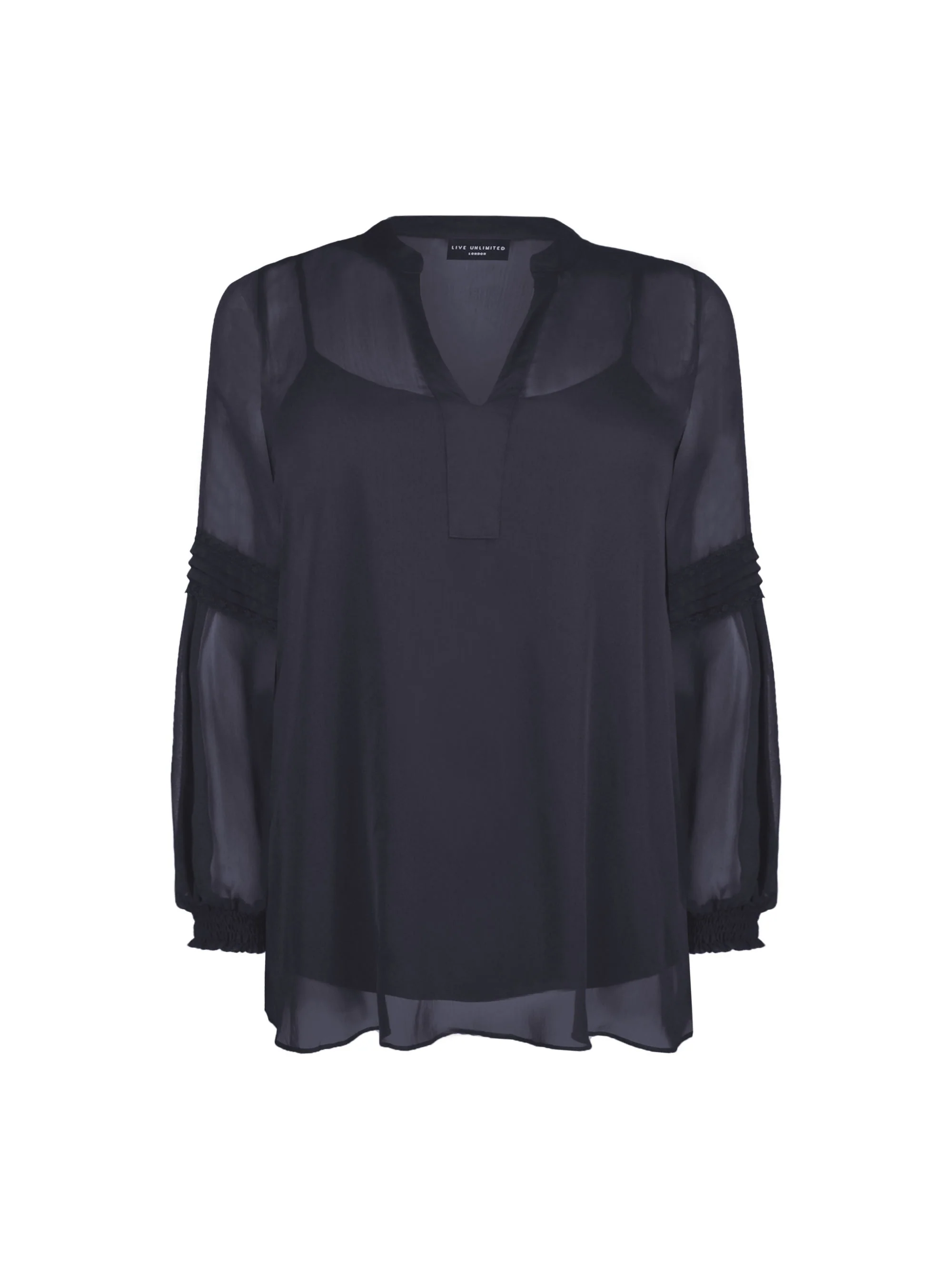 Black Spot Pleat Sleeve Blouse - Image 3