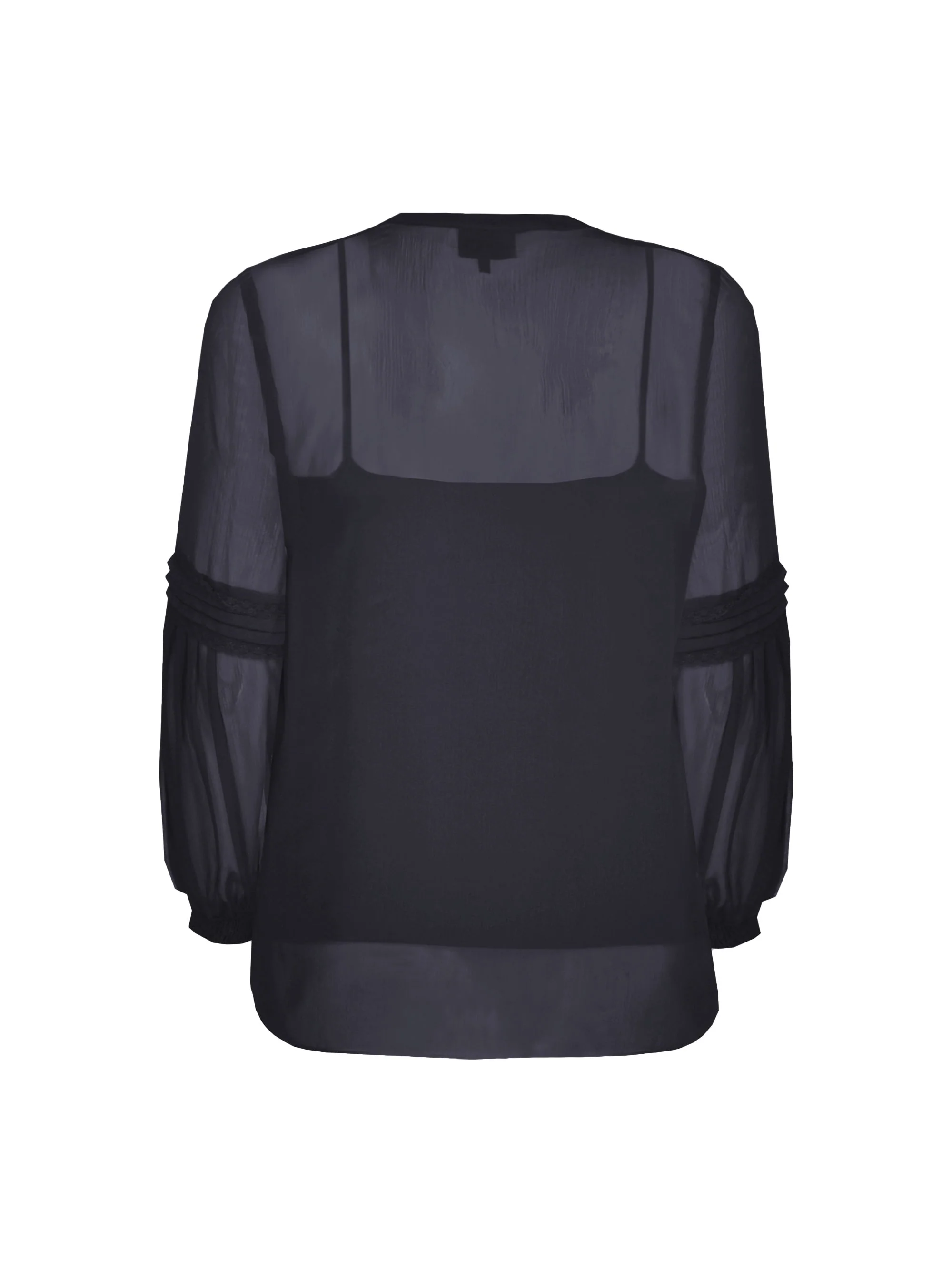 Black Spot Pleat Sleeve Blouse - Image 4