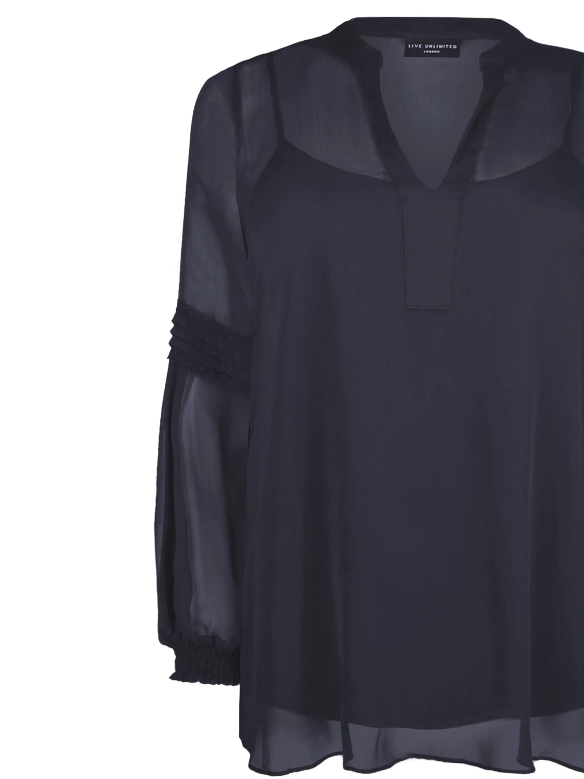 Black Spot Pleat Sleeve Blouse - Image 5