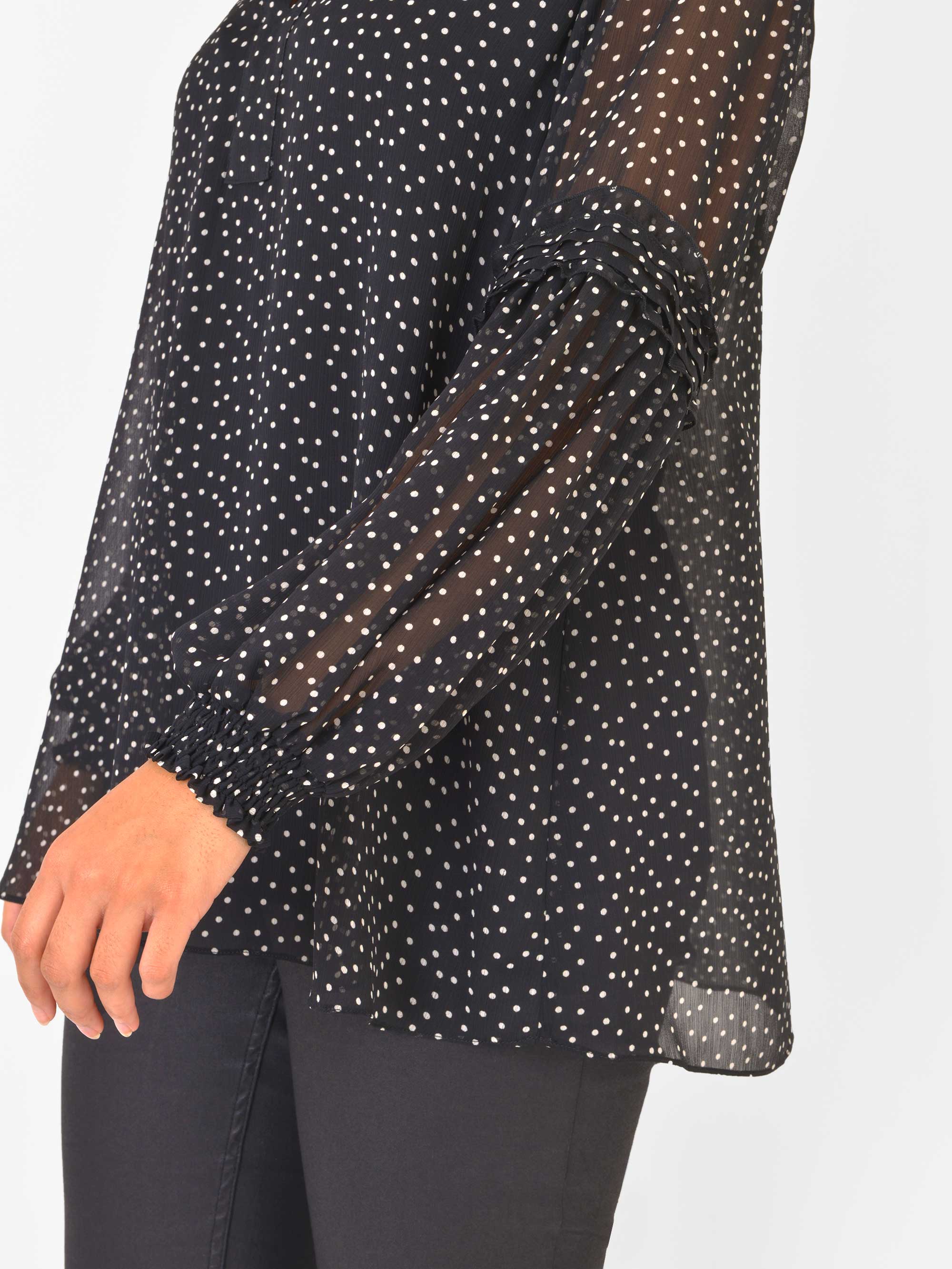 Black Spot Pleat Sleeve Blouse - Image 8