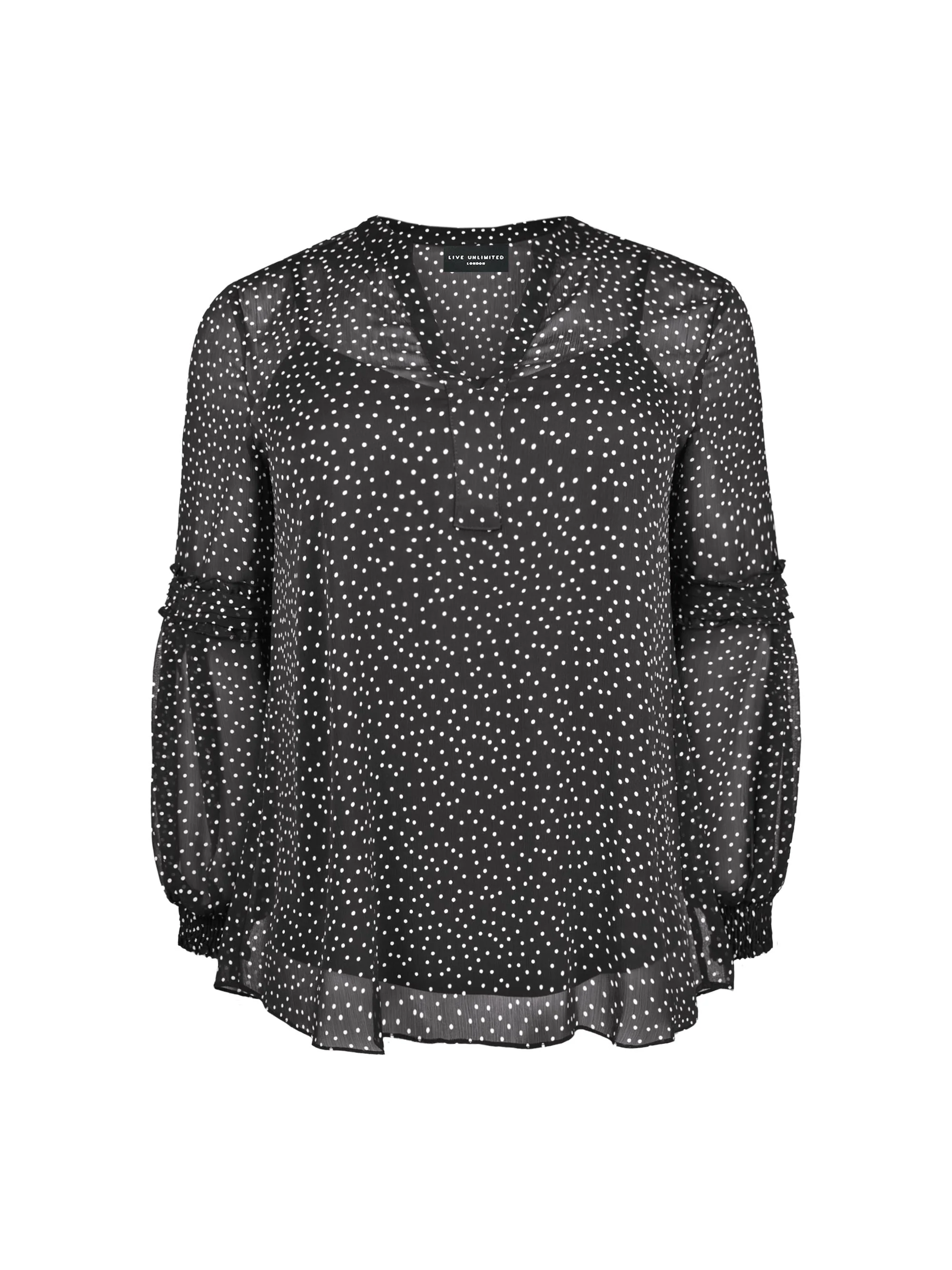 Black Spot Pleat Sleeve Blouse - Image 9