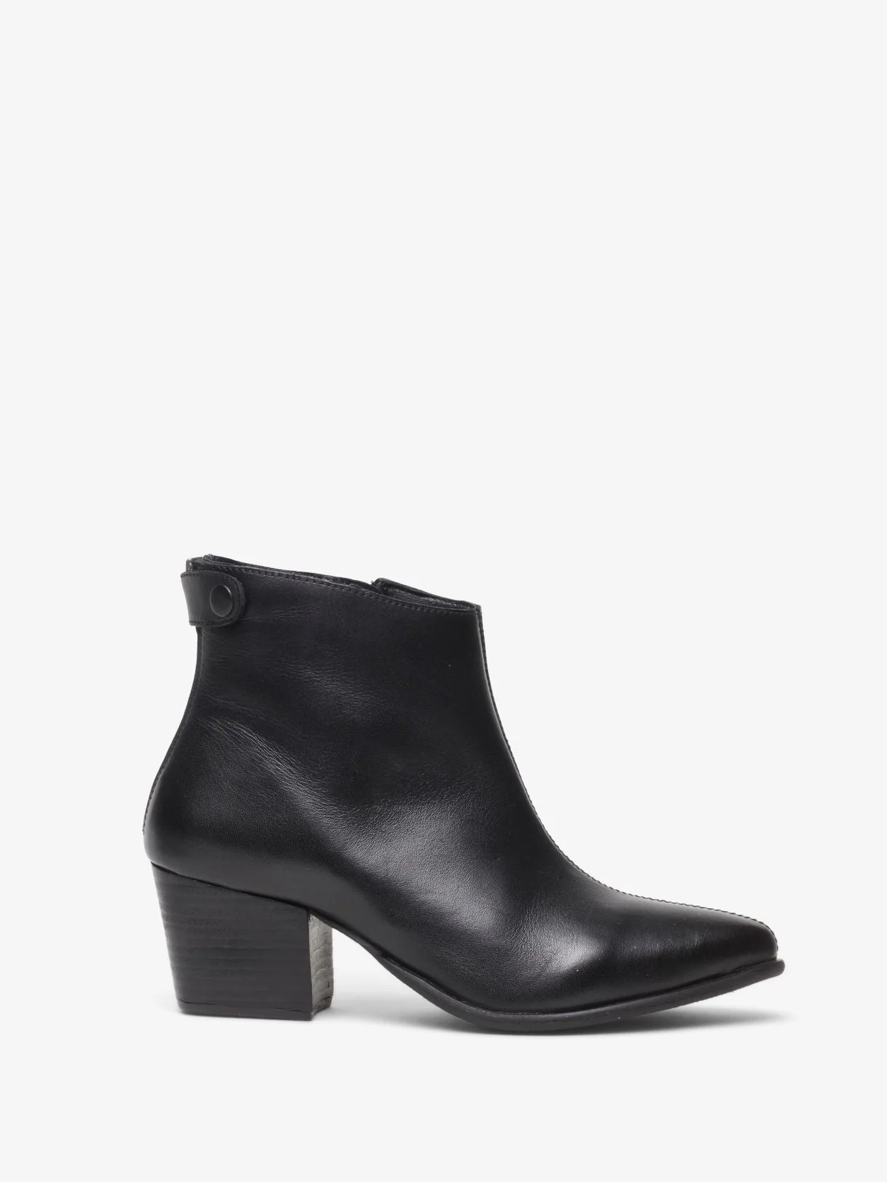 Black Wide Fit Zip Back Western Leather Boots - Image 3