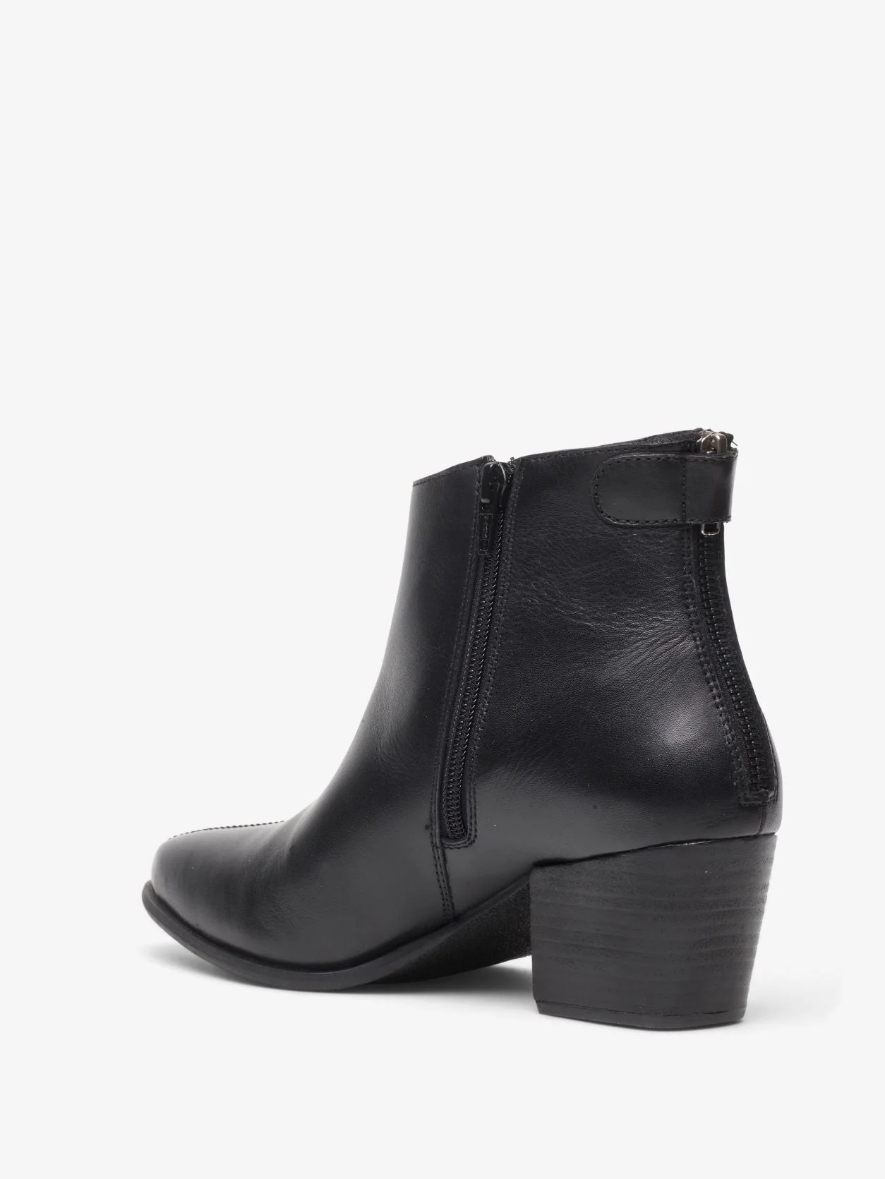 Black Wide Fit Zip Back Western Leather Boots - Image 4