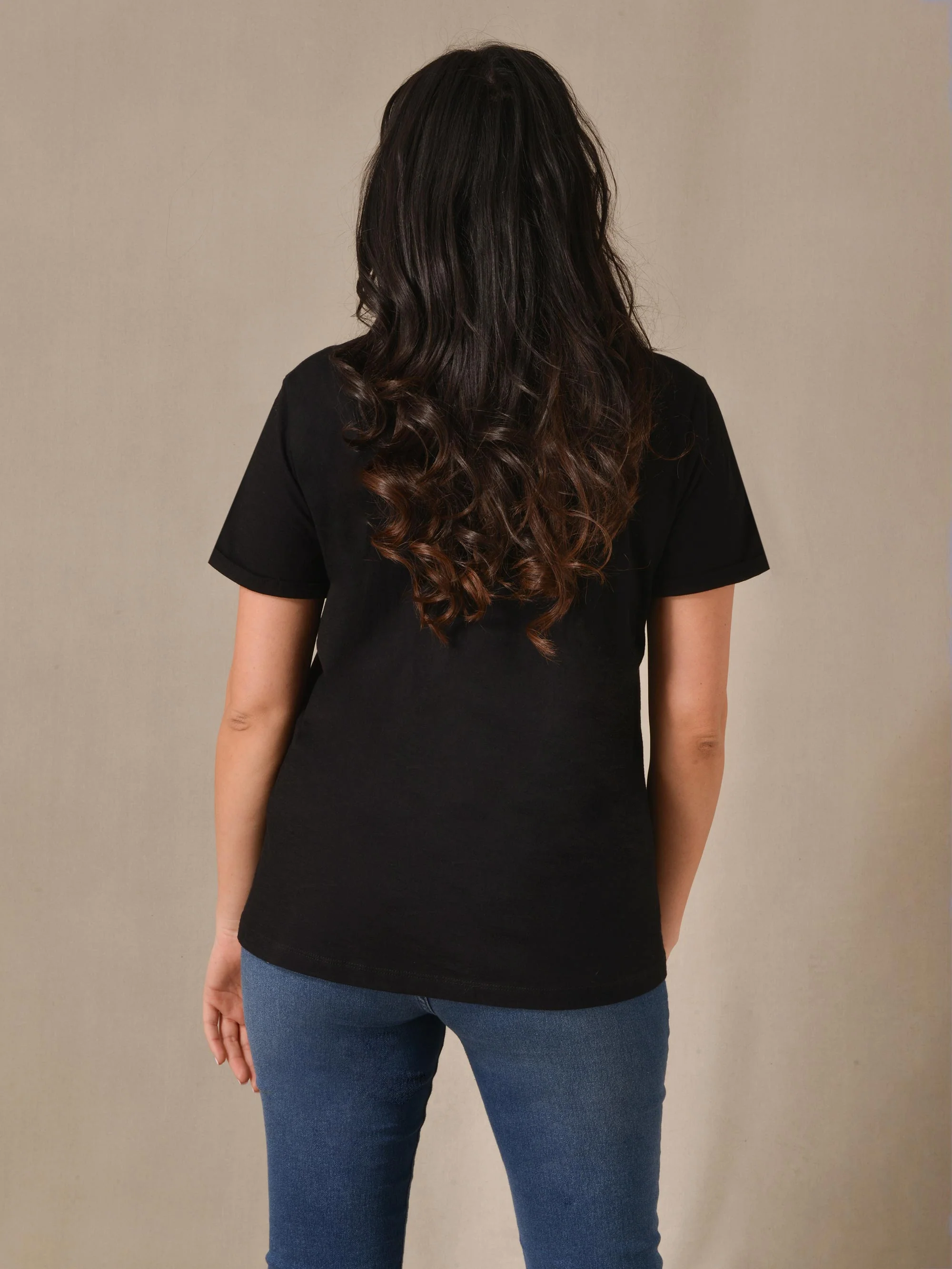 Black Cotton Textured Short Sleeve Tee - Image 3