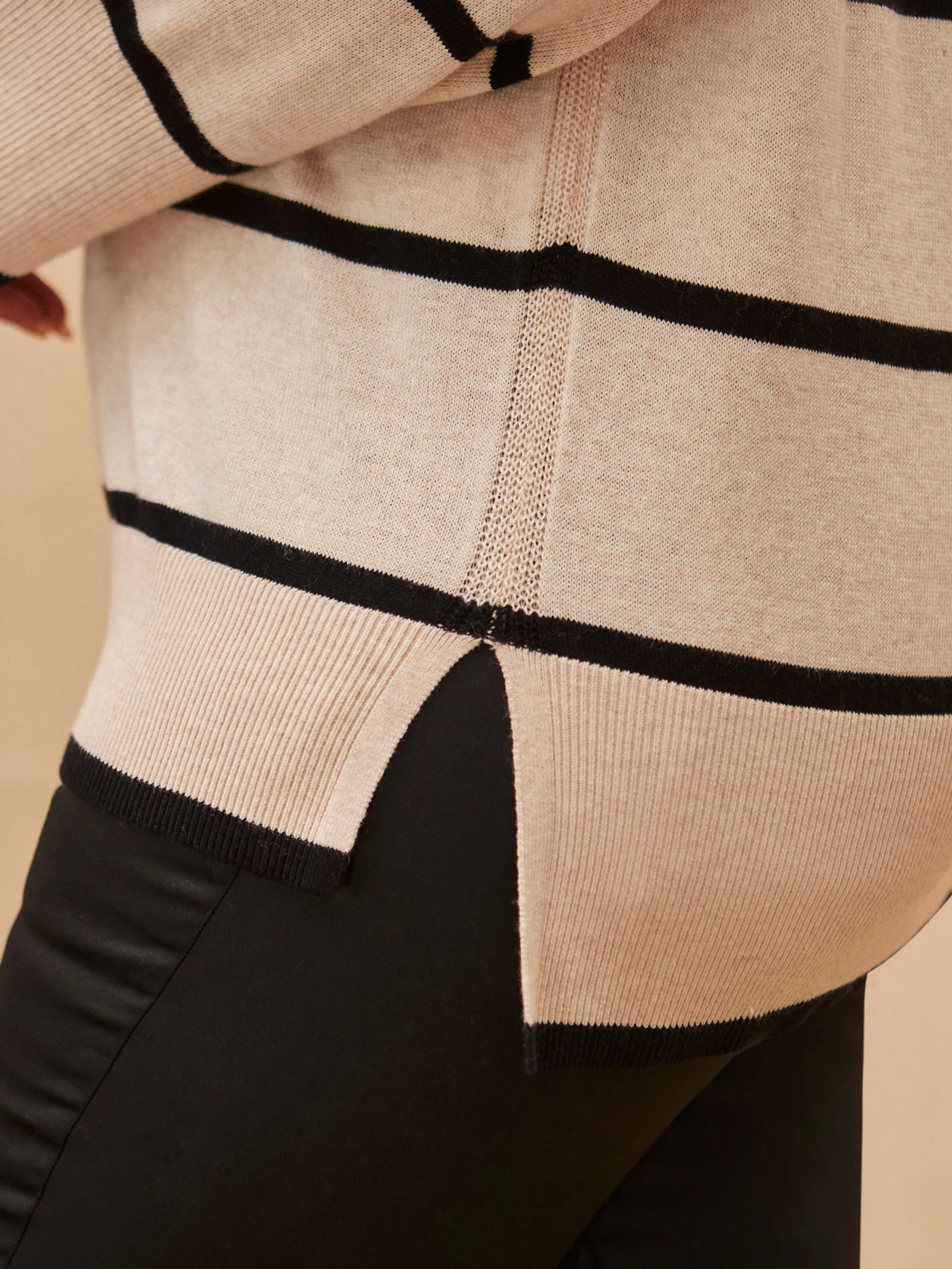Cream And Black Stripe V Neck Jumper - Image 6