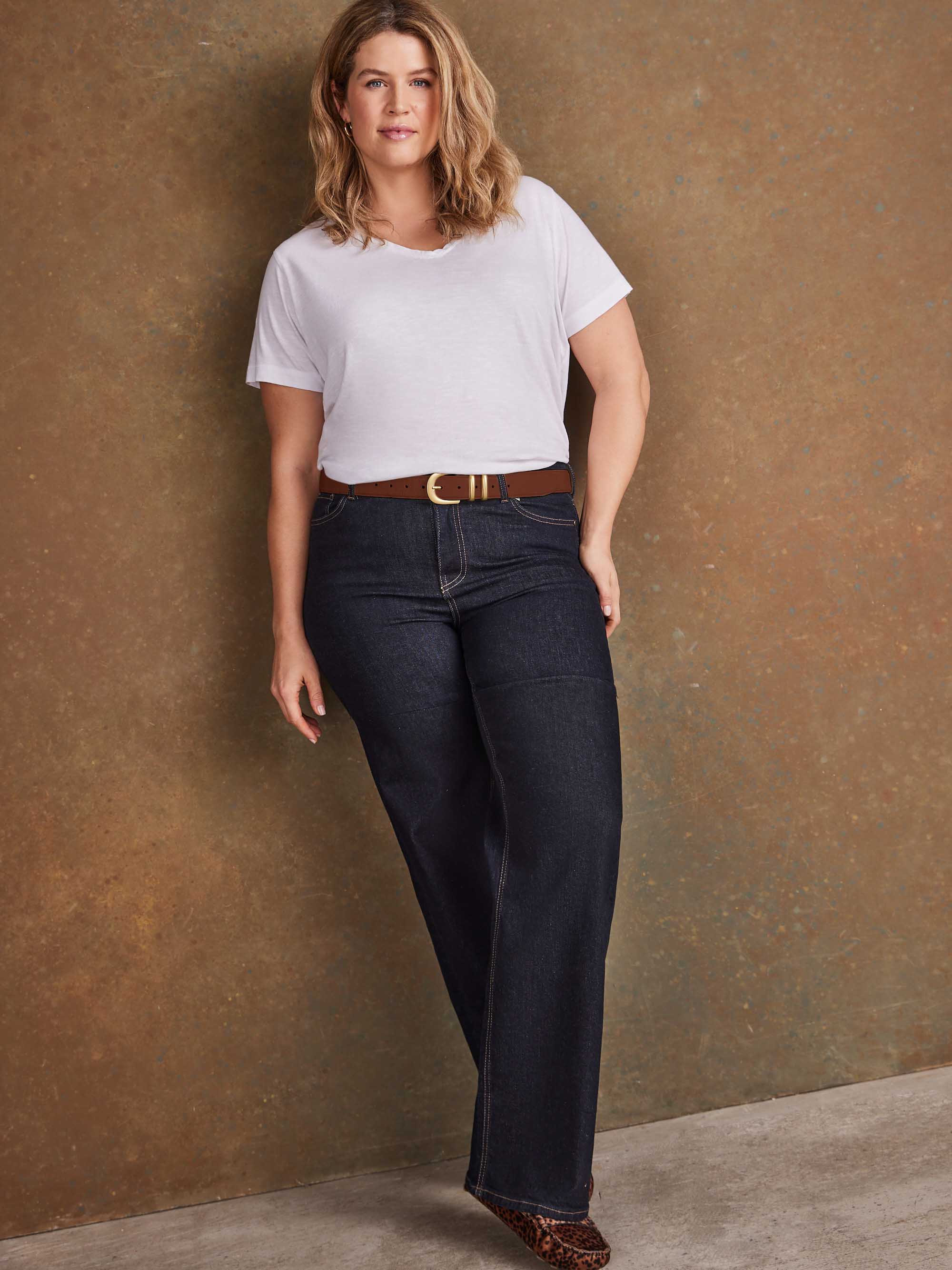 Dark Blue Wide Leg Jeans - Image 5