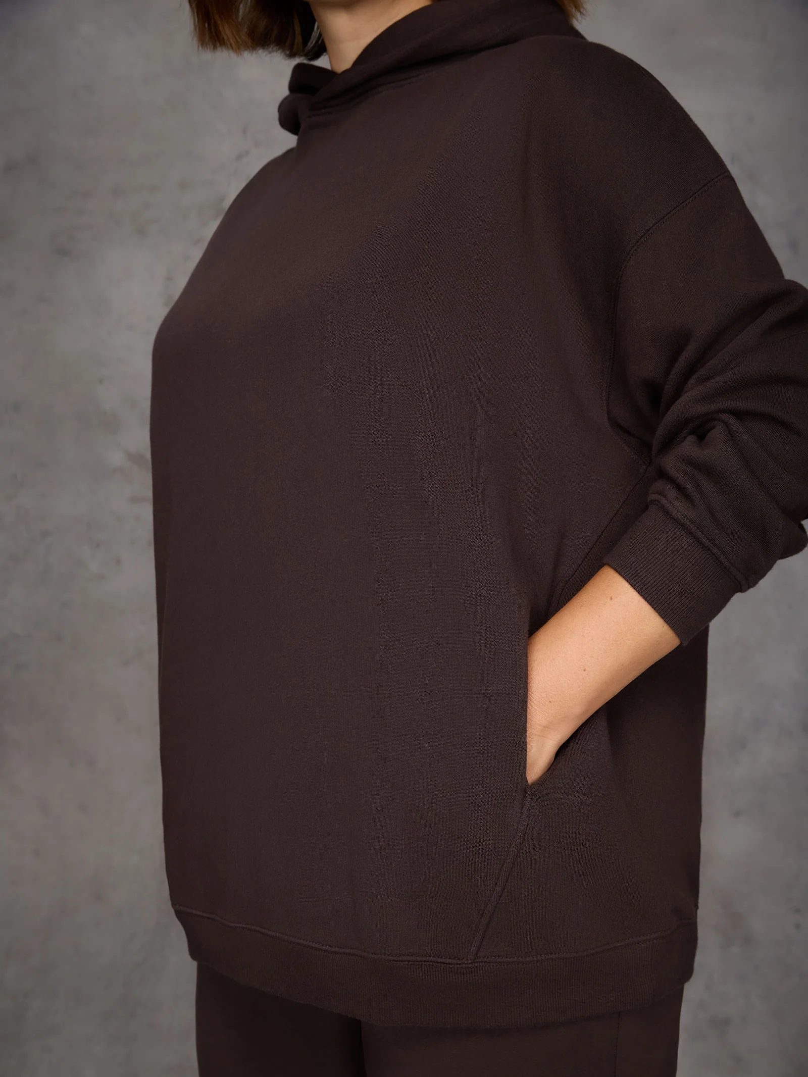 Chocolate Brown Relaxed Hooded Sweatshirt - Image 3