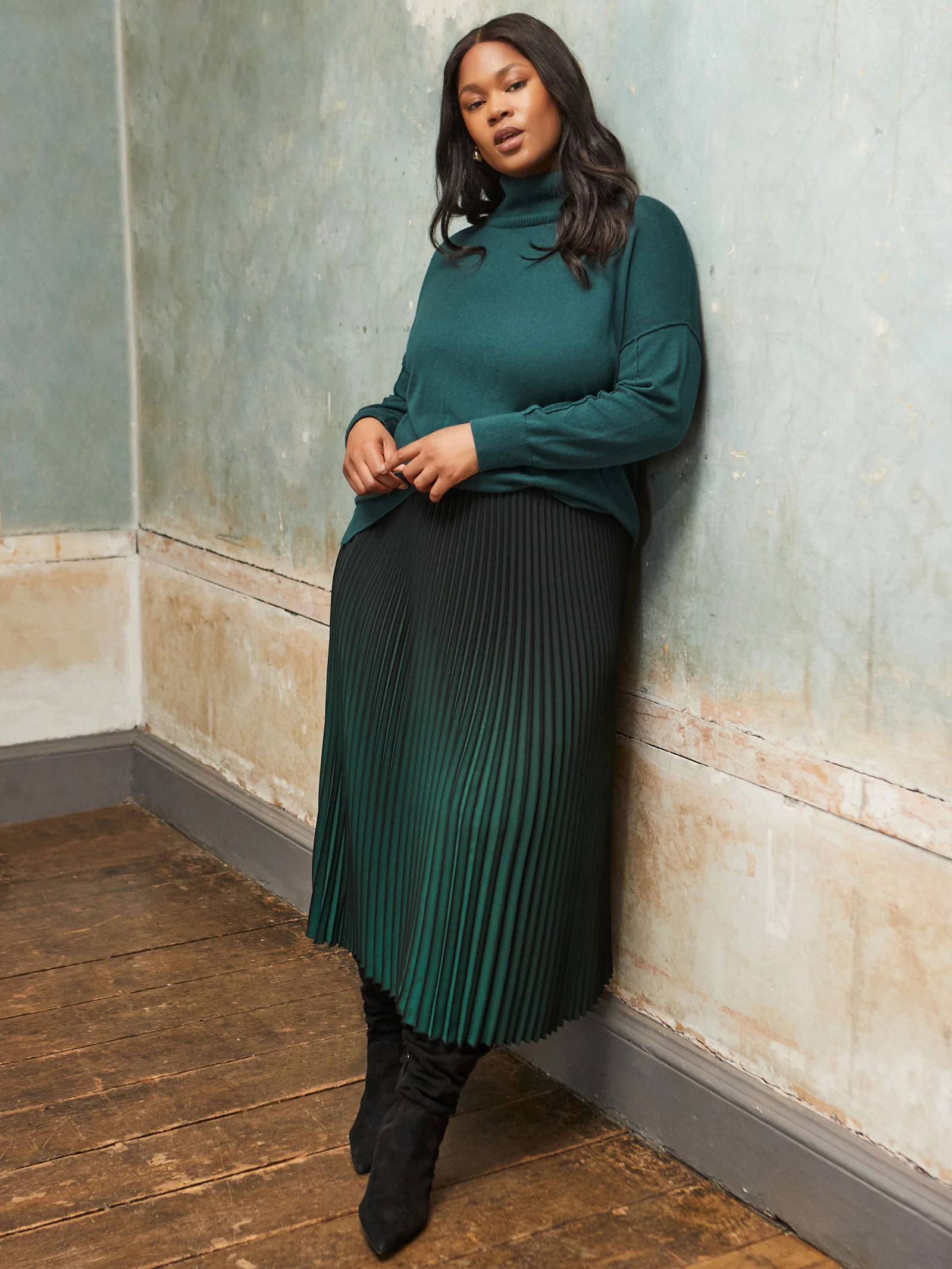 Deep Green Roll Neck Knit Jumper - Image 2