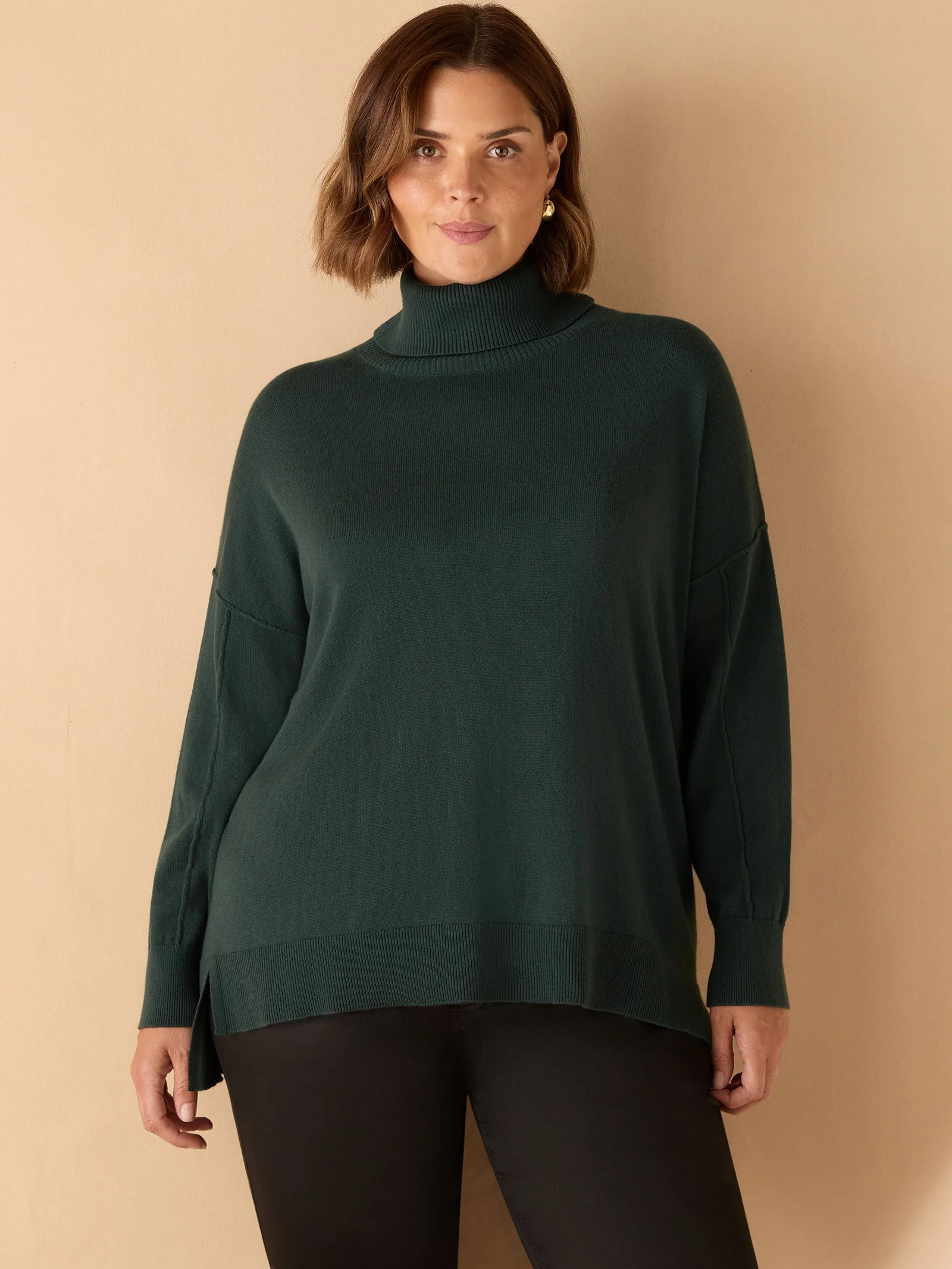 Deep Green Roll Neck Knit Jumper - Image 4