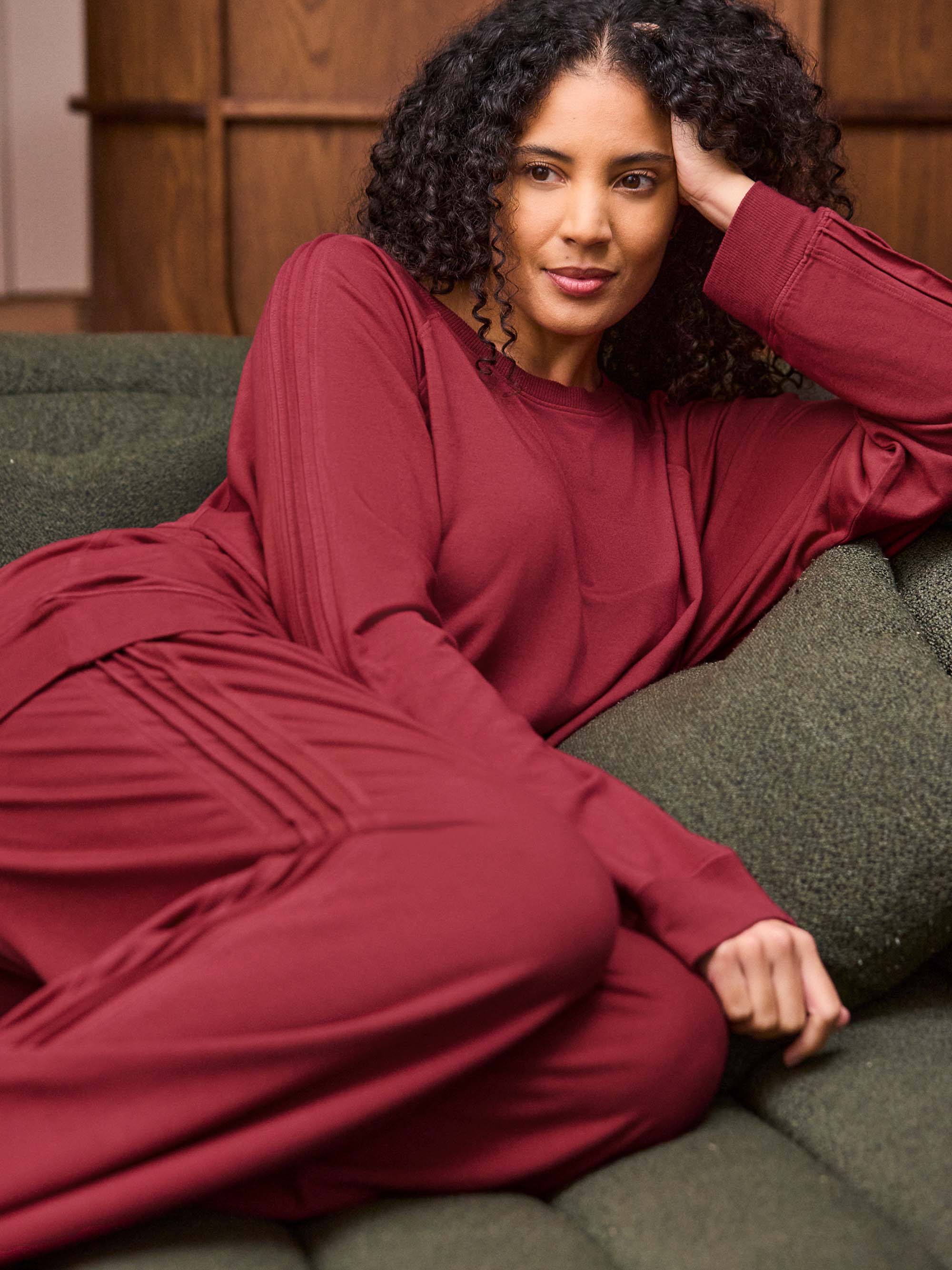 Deep Red Modal Blend Drawstring Trouser - Image 5
