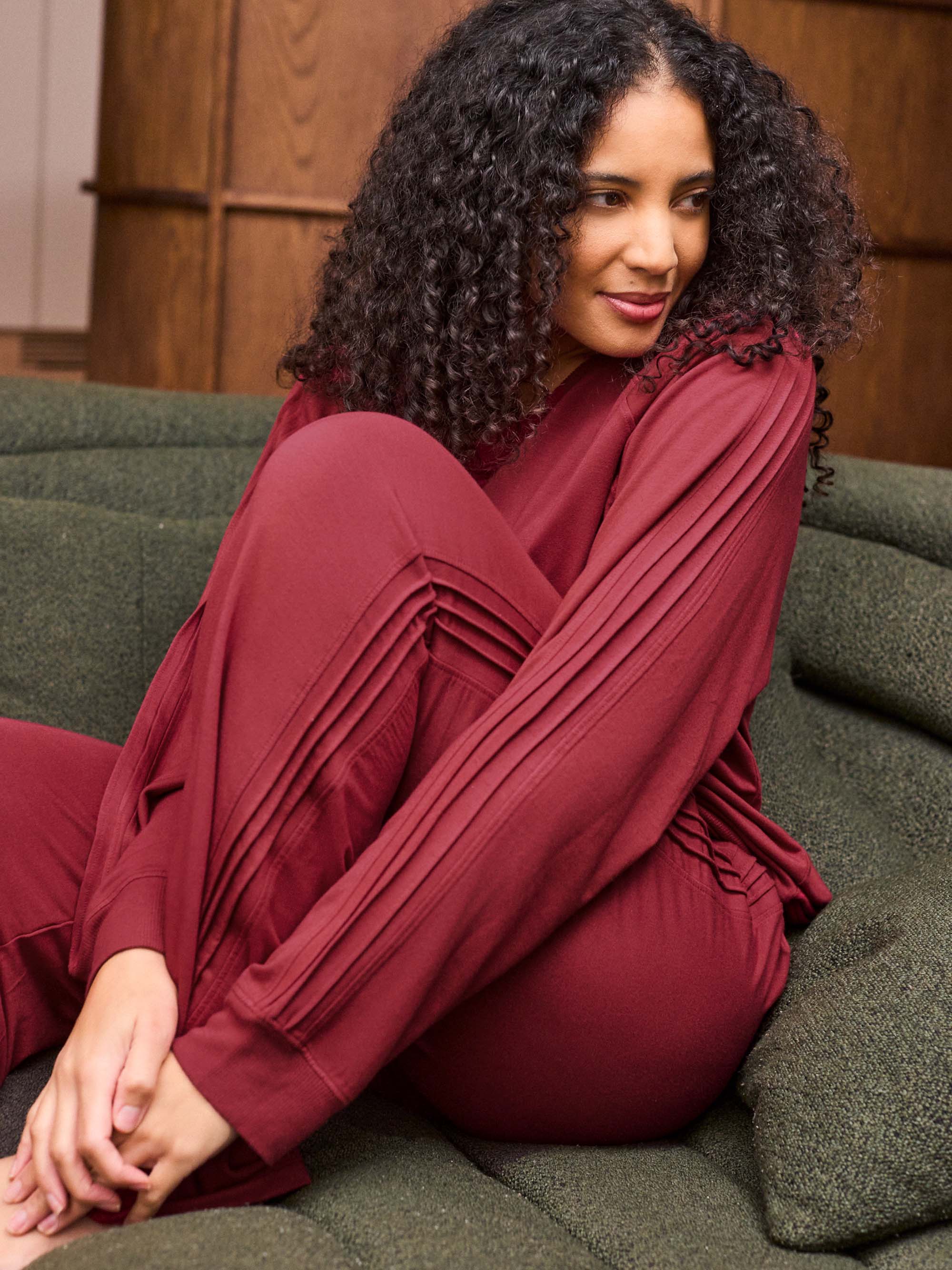 Deep Red Modal Blend Drawstring Trouser - Image 3